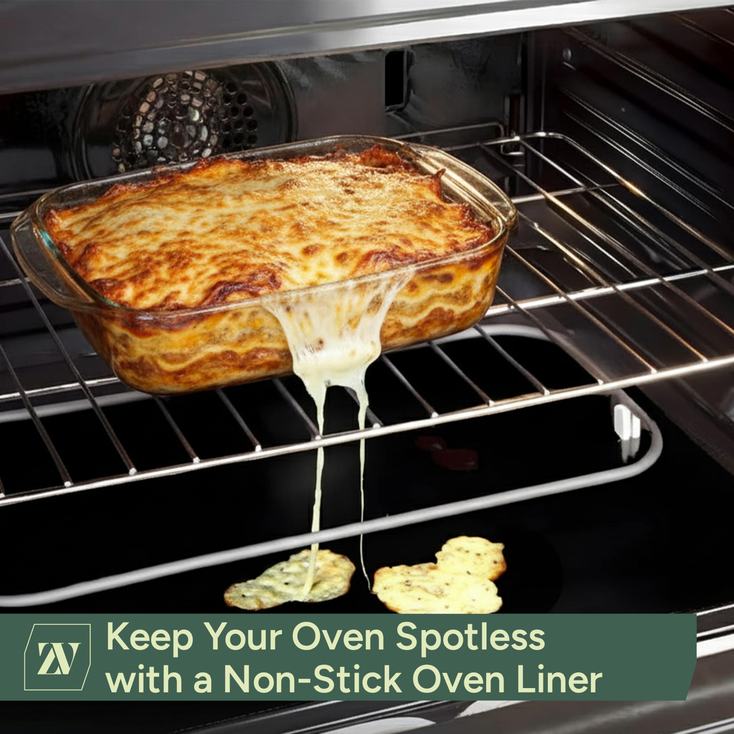 Zuvo Oven Liners for Bottom of Oven - Non-Stick Reusable, Heat Resistant | 32x50cm (2 Pack) 3