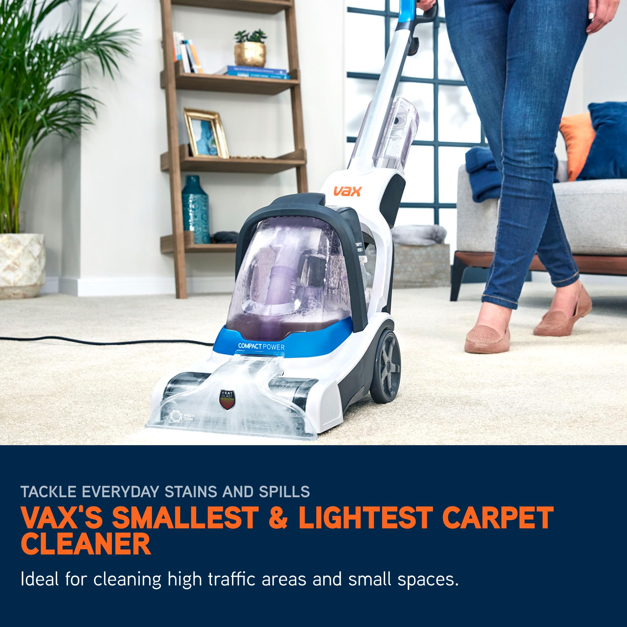 Vax Compact Power Upright Carpet Cleaner Machine - Aquaspin Brushbar | 5.7kg 3