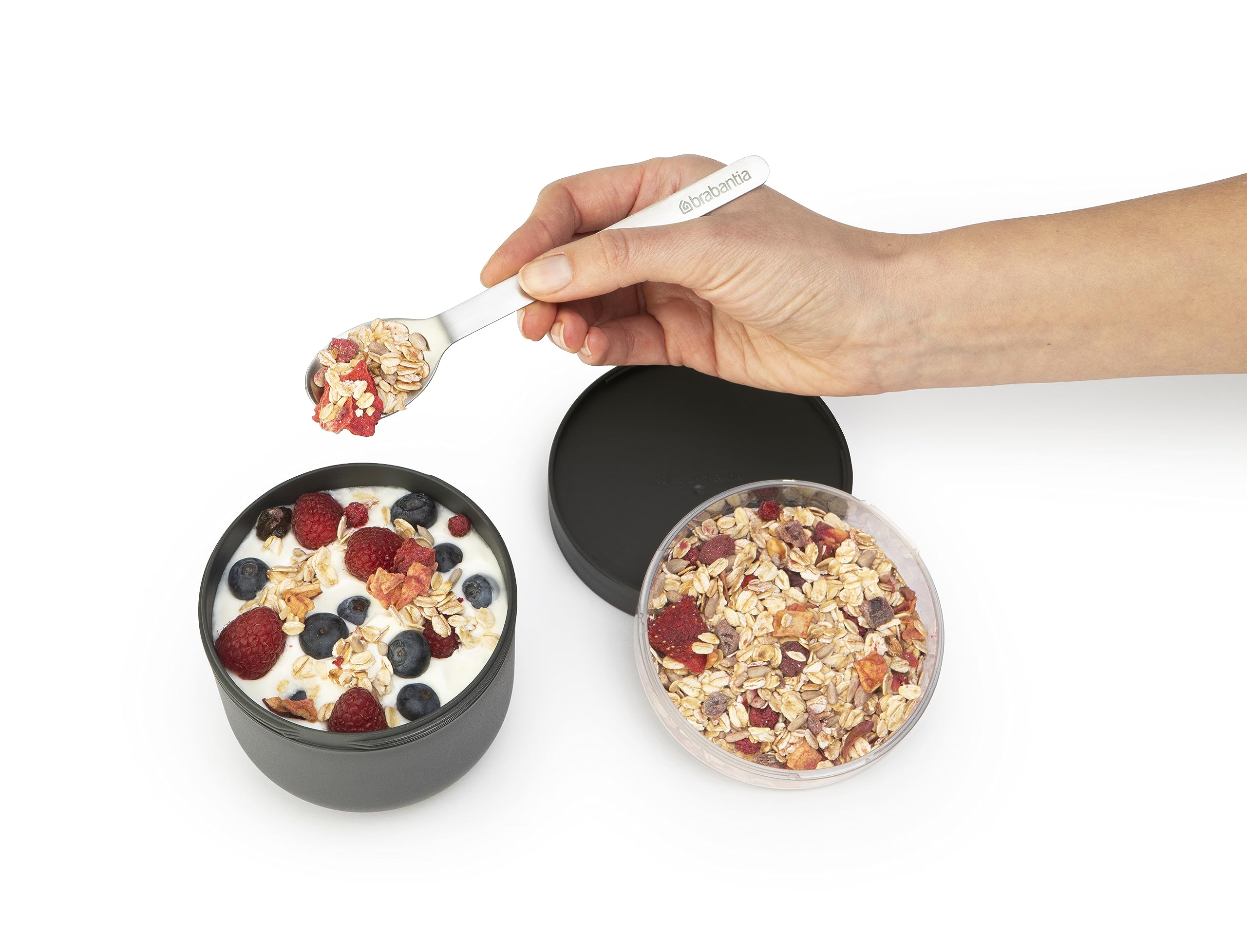 Brabantia Make & Take Breakfast Bowl - 0.5L Capacity, Dark Grey | Leakproof & Microwave Safe 5