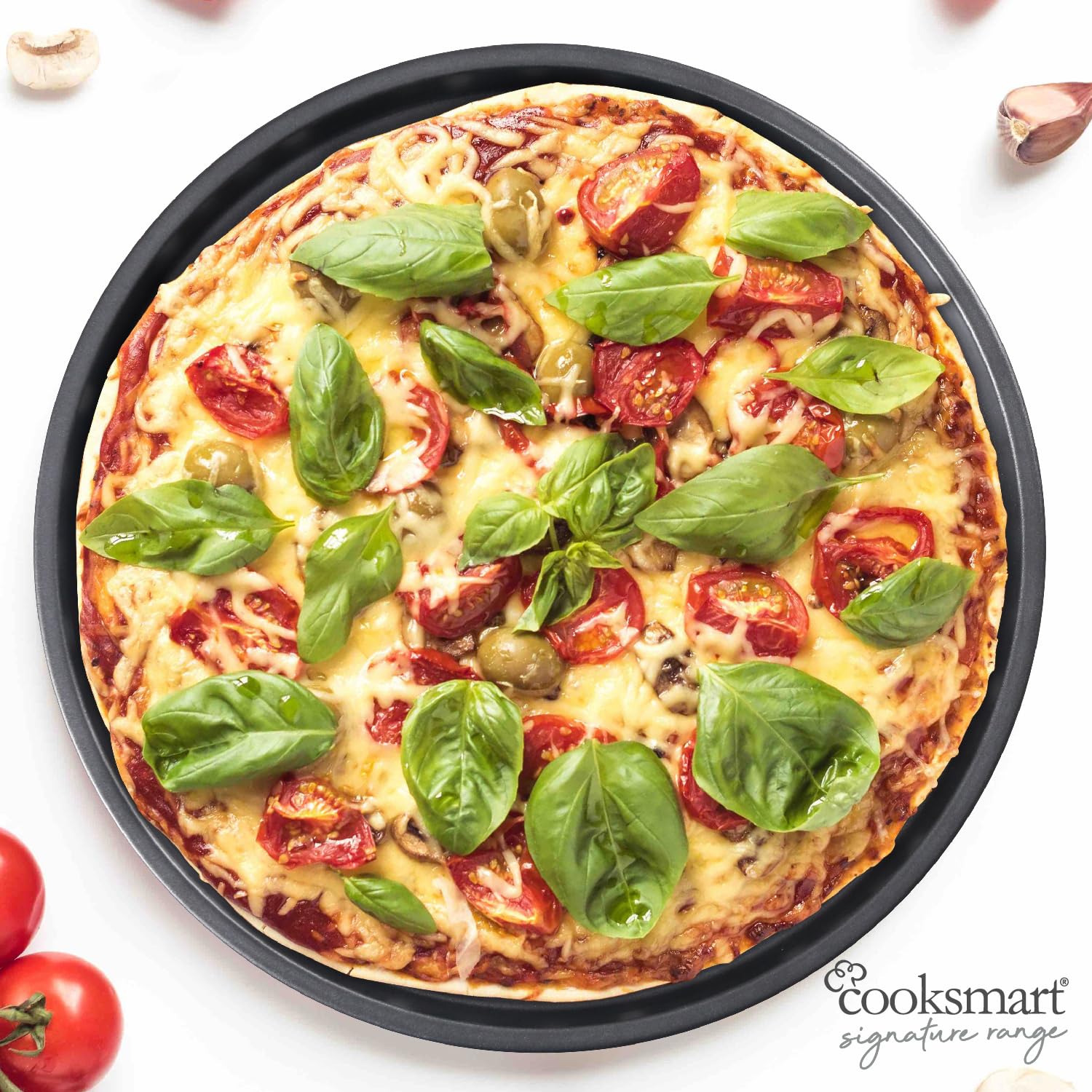 Cooksmart Signature Pizza Tray - 33cm Carbon Steel | PFOA-Free Non-Stick 5