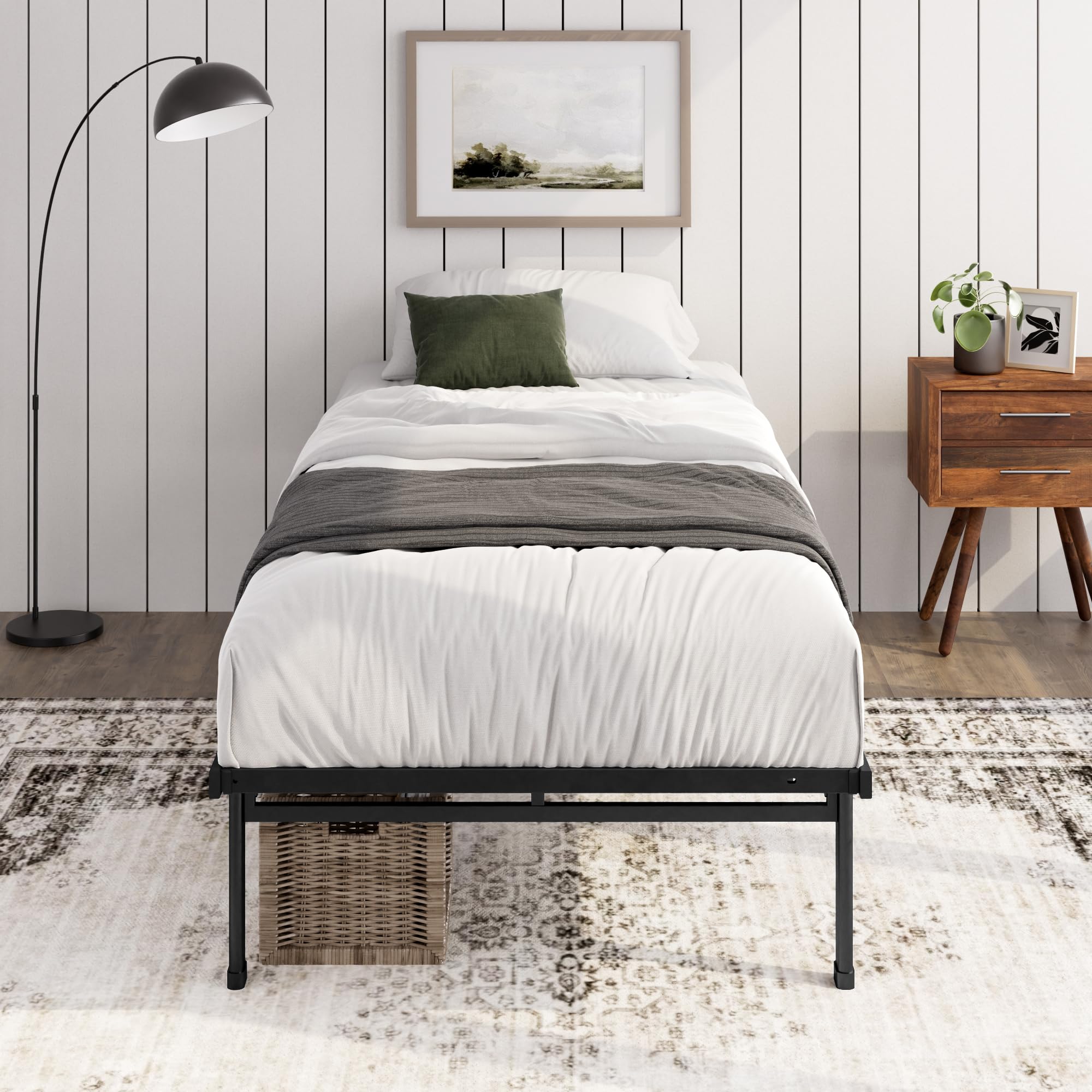 Zinus Justin Single Bed Frame - 14.2'' Height | Alloy Steel | Supports up to 340 kg 1