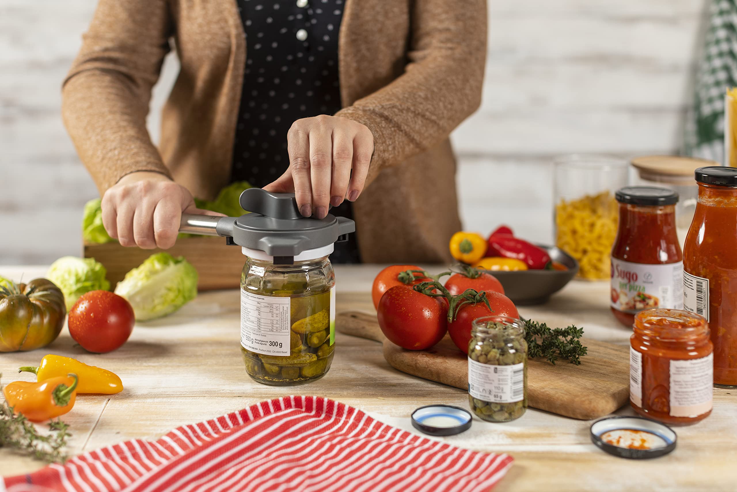 Kuhn Rikon Jar Opener with 3 Steel Grippers - Fits Lids 2.5–9cm | Stainless Steel | Grey 4
