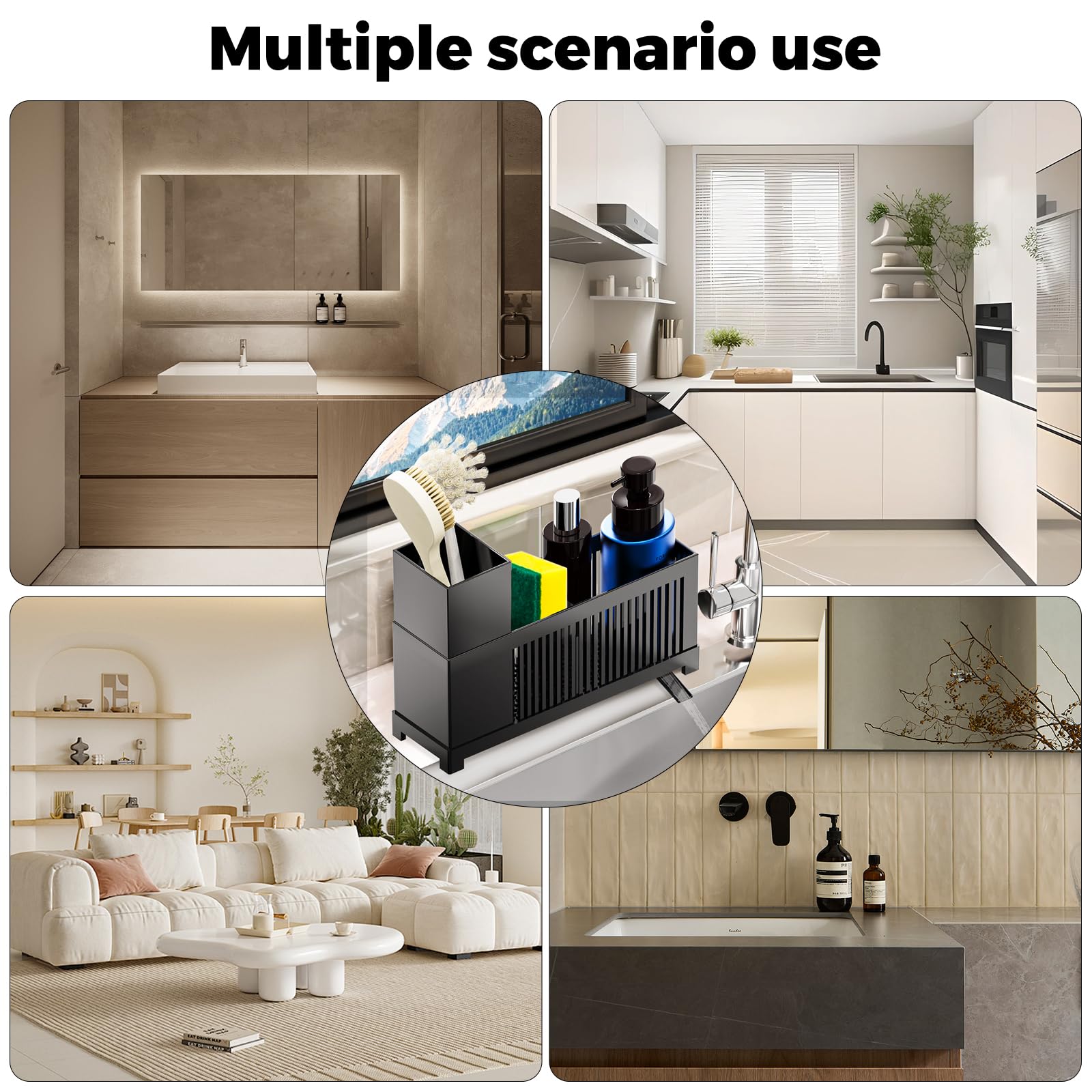 Woobroo Kitchen Sink Caddy Organiser - Compact, Space-Saving Storage with Removable Drain Tray 7
