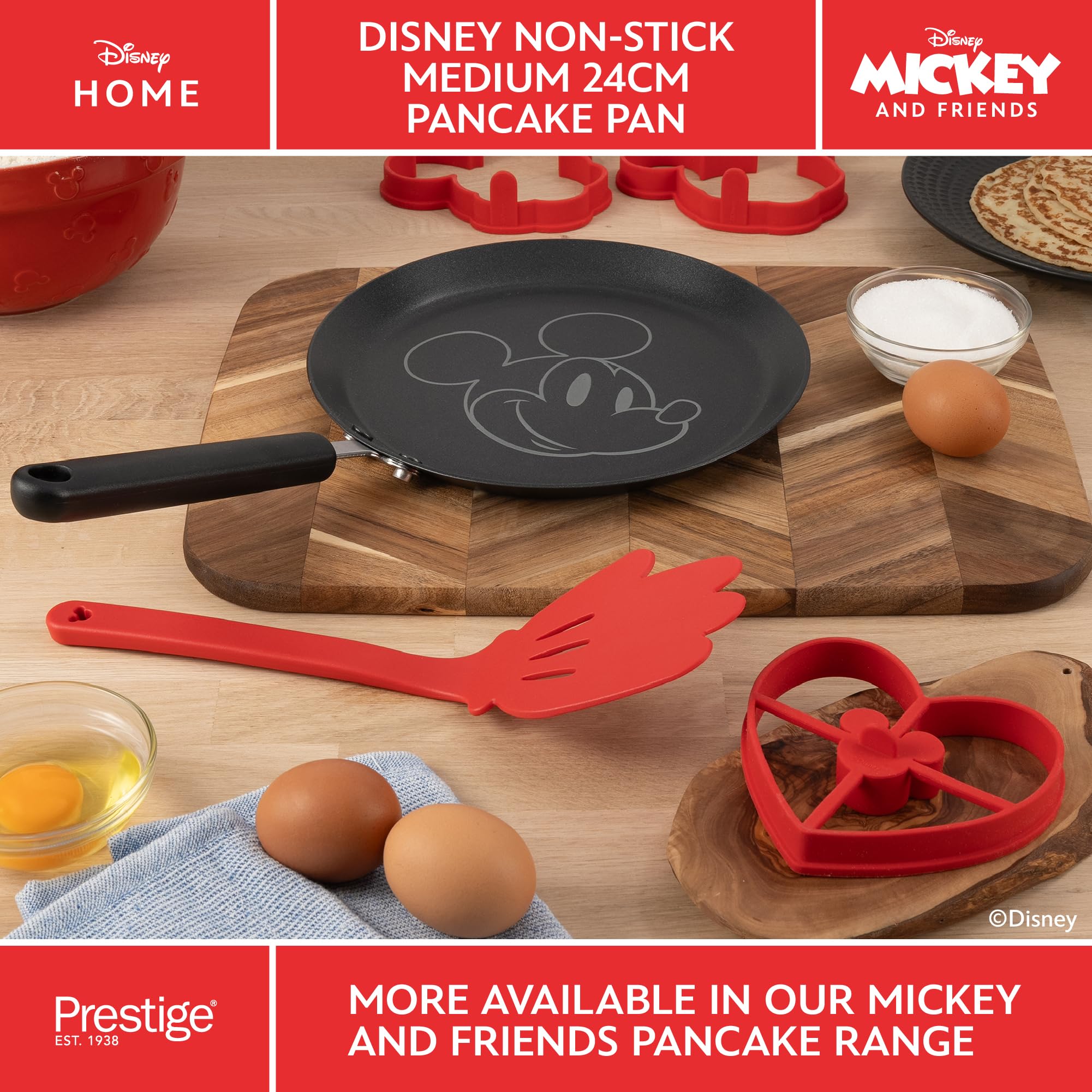 Prestige Disney Induction Pancake Pan - 24cm Non-Stick, Mickey Design, Dishwasher Safe, Grey 7