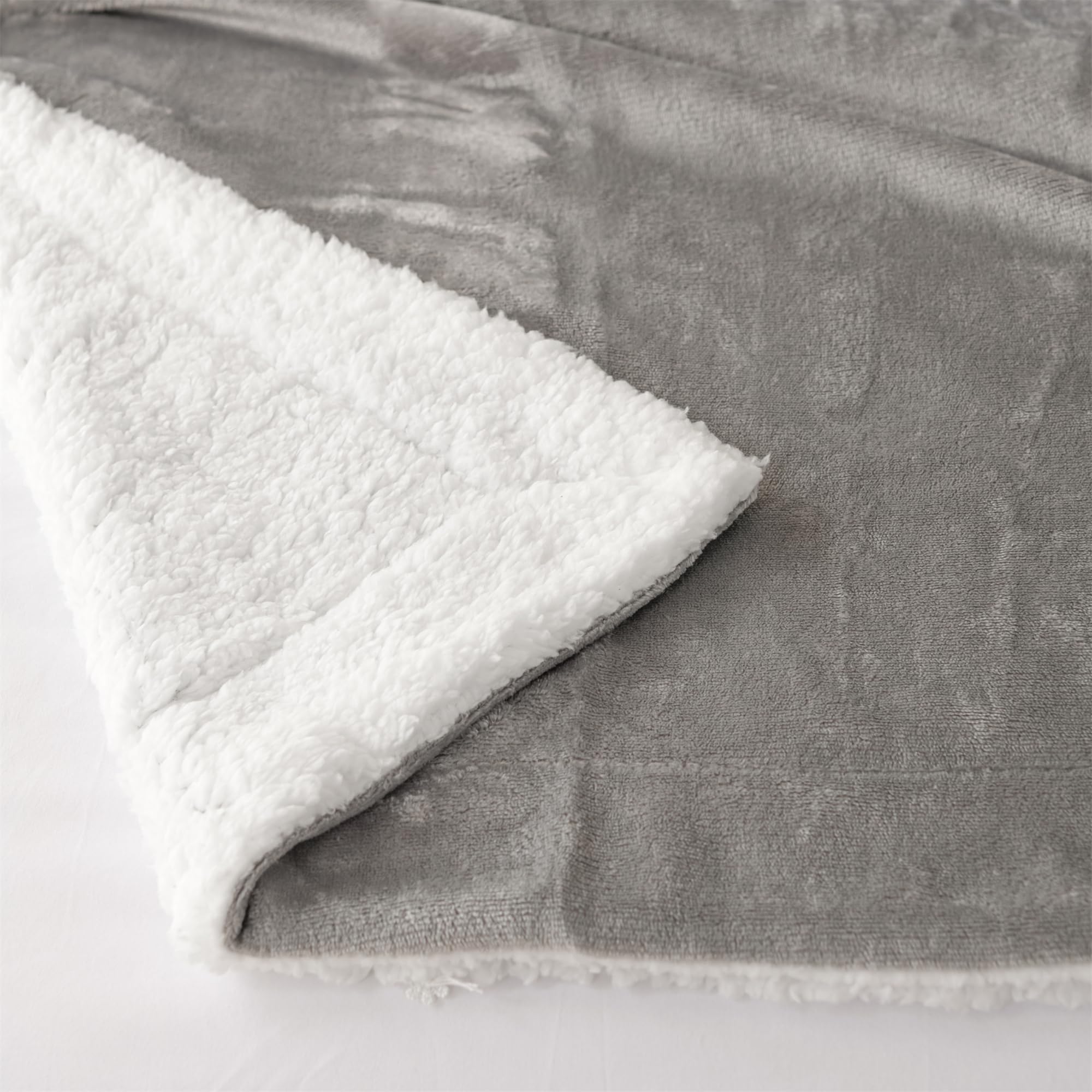 Good Nite Sherpa Flannel Throw Blanket - Double-Sided Warmth | 130x150cm | Grey 4