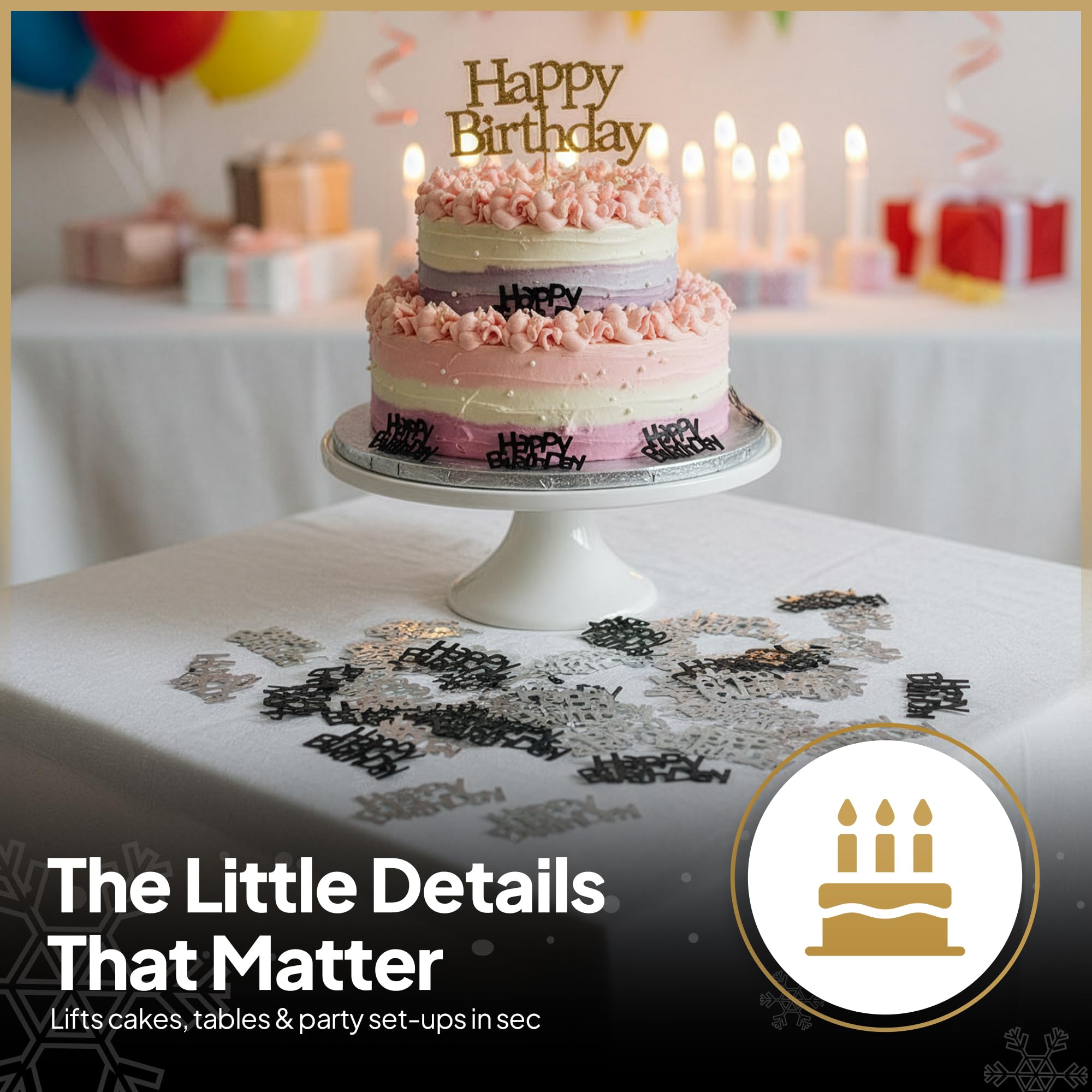SHATCHI Happy Birthday Confetti - Black & Silver Foil Scatter | 14 Gram Pack 4