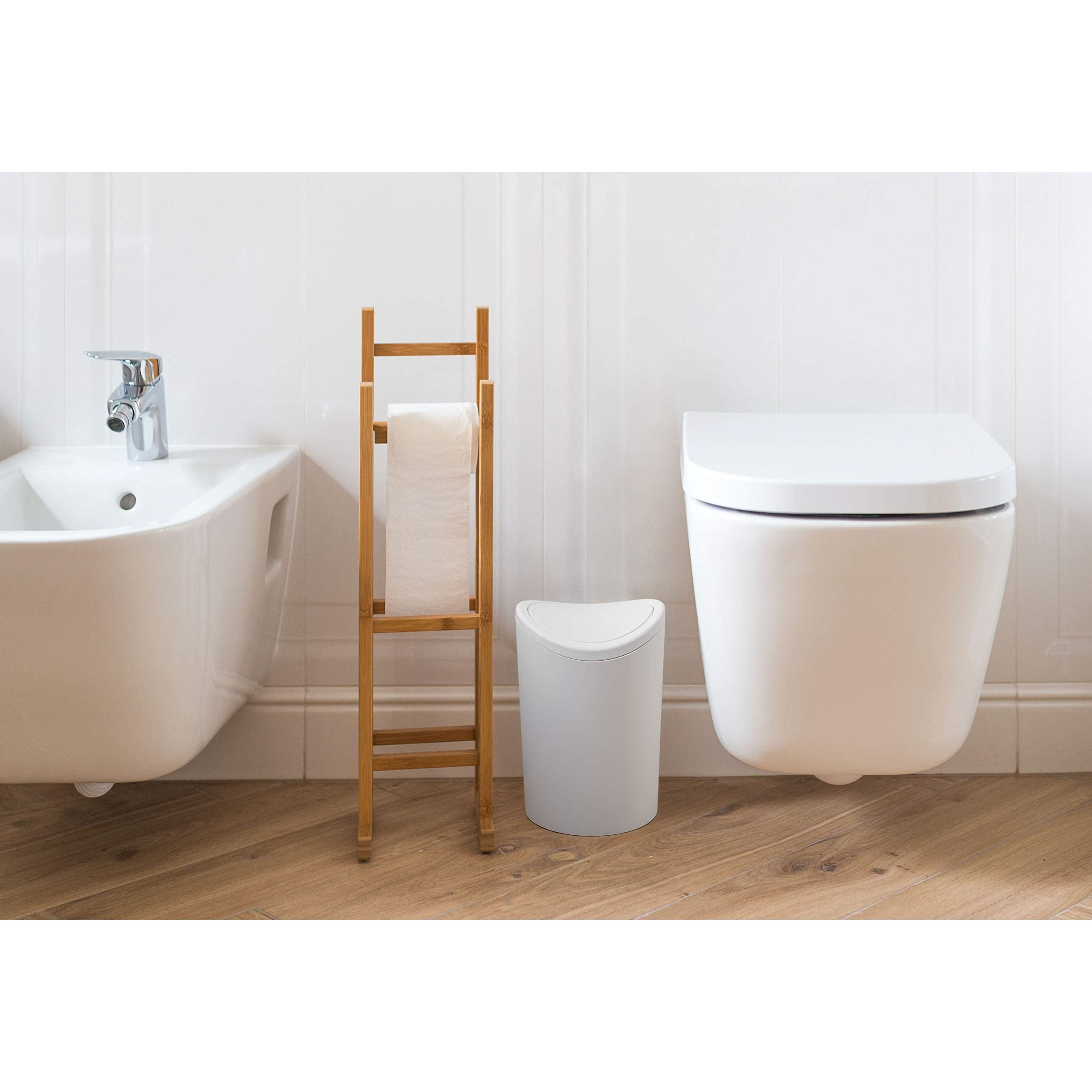 TATAY Bathroom Bin with Swing Lid | 6L Capacity | Compact 19x19x28 cm | White Polypropylene 5