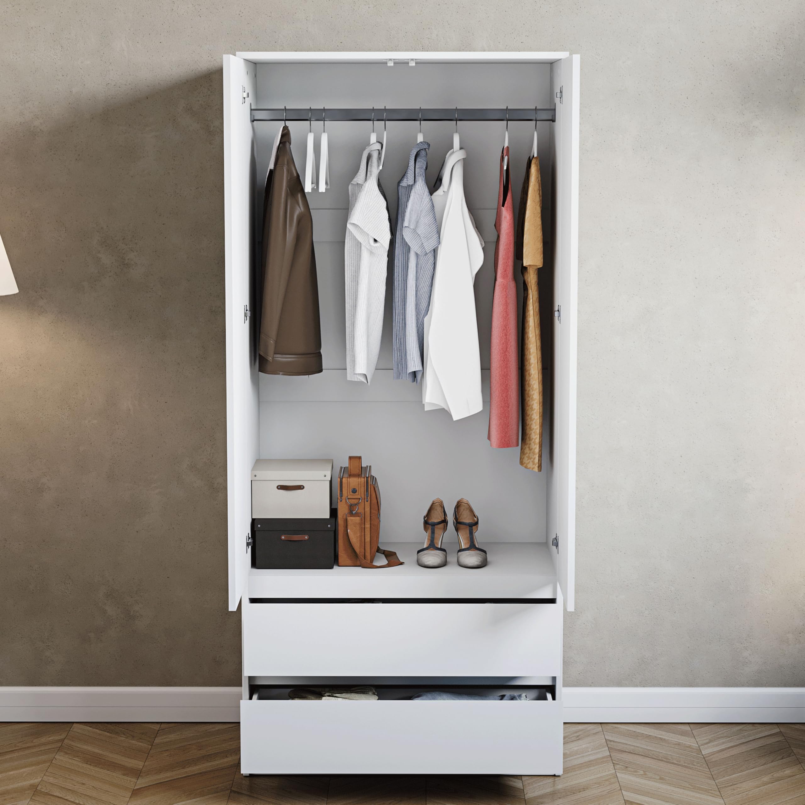 Vida Designs Denver 2 Door Wardrobe with 2 Drawers | H170 x W76 x D47 cm | White 4