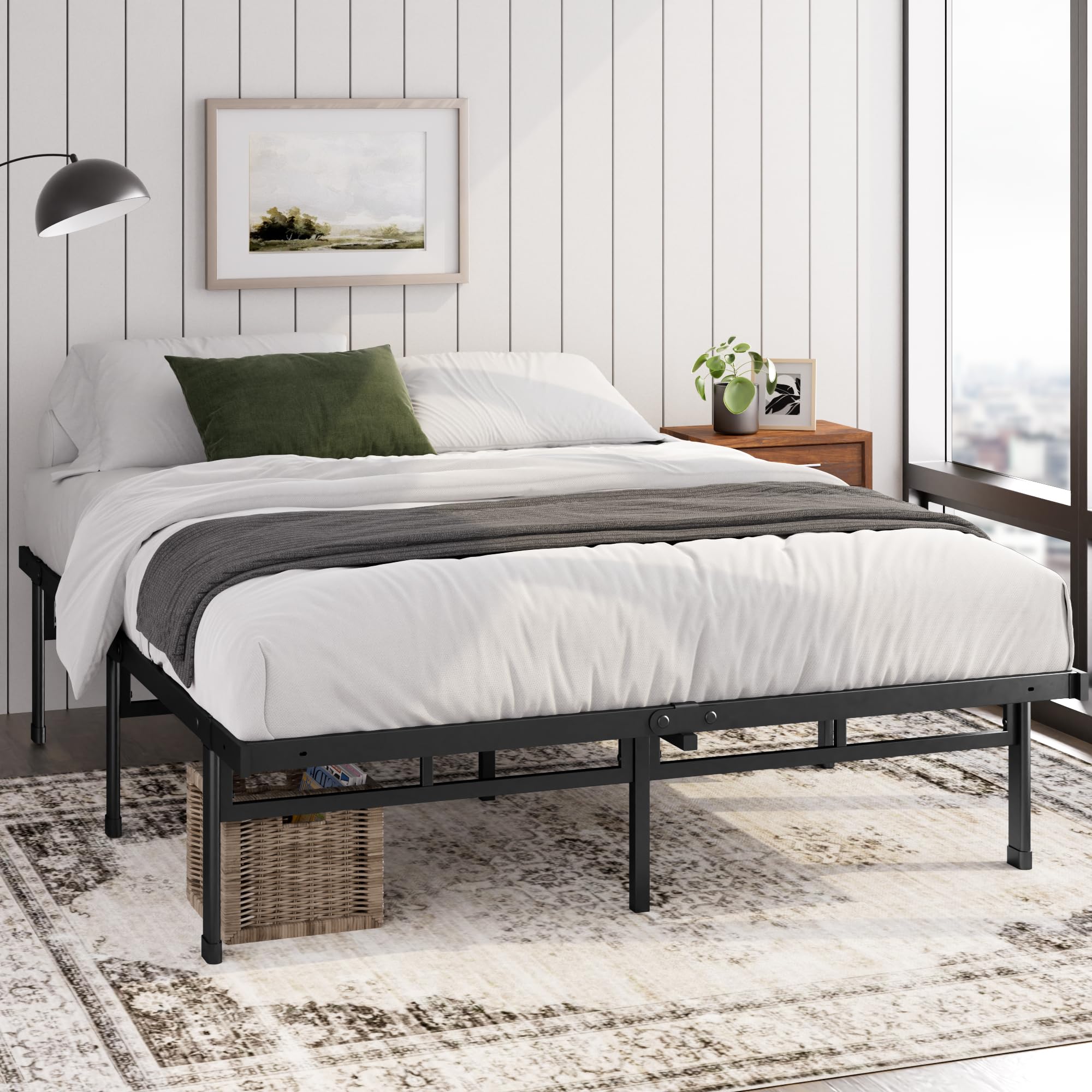 Zinus Justin Double Bed Frame - 4ft6 (135 x 190 cm) - 14.2'' Height - Metal 1