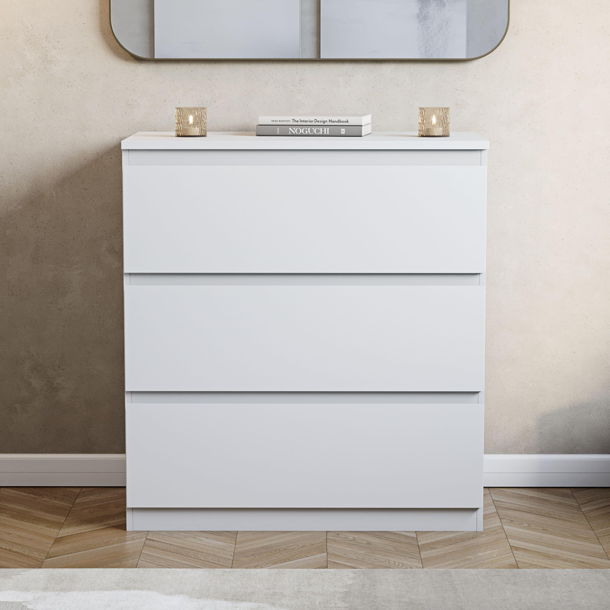 Vida Designs Denver 3 Drawer Chest of Drawers - White | 70W x 40D x 77.5H cm 3