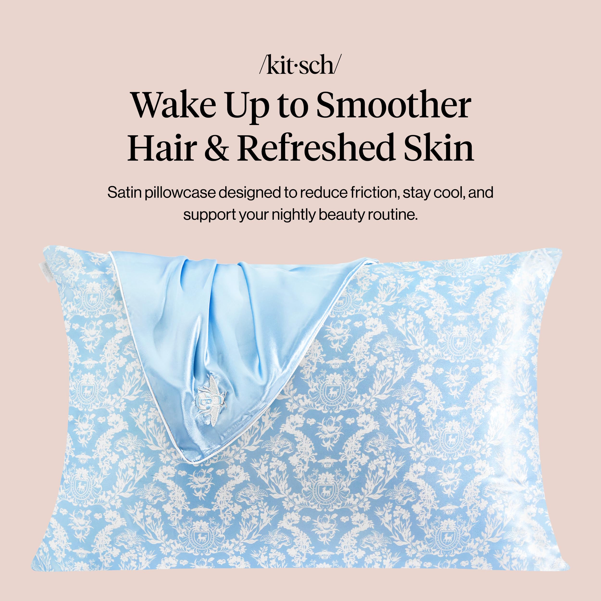 Kitsch Bridgerton x Satin Pillowcase with Zipper Closure - Standard/Queen Size, Polyester