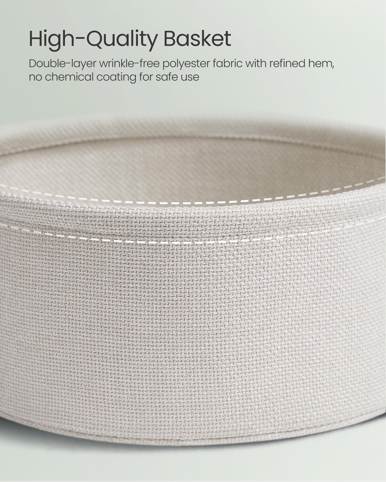 VASAGLE Round End Table with Fabric Basket | 45 x 50 cm | Laurel Green & Cream White 6