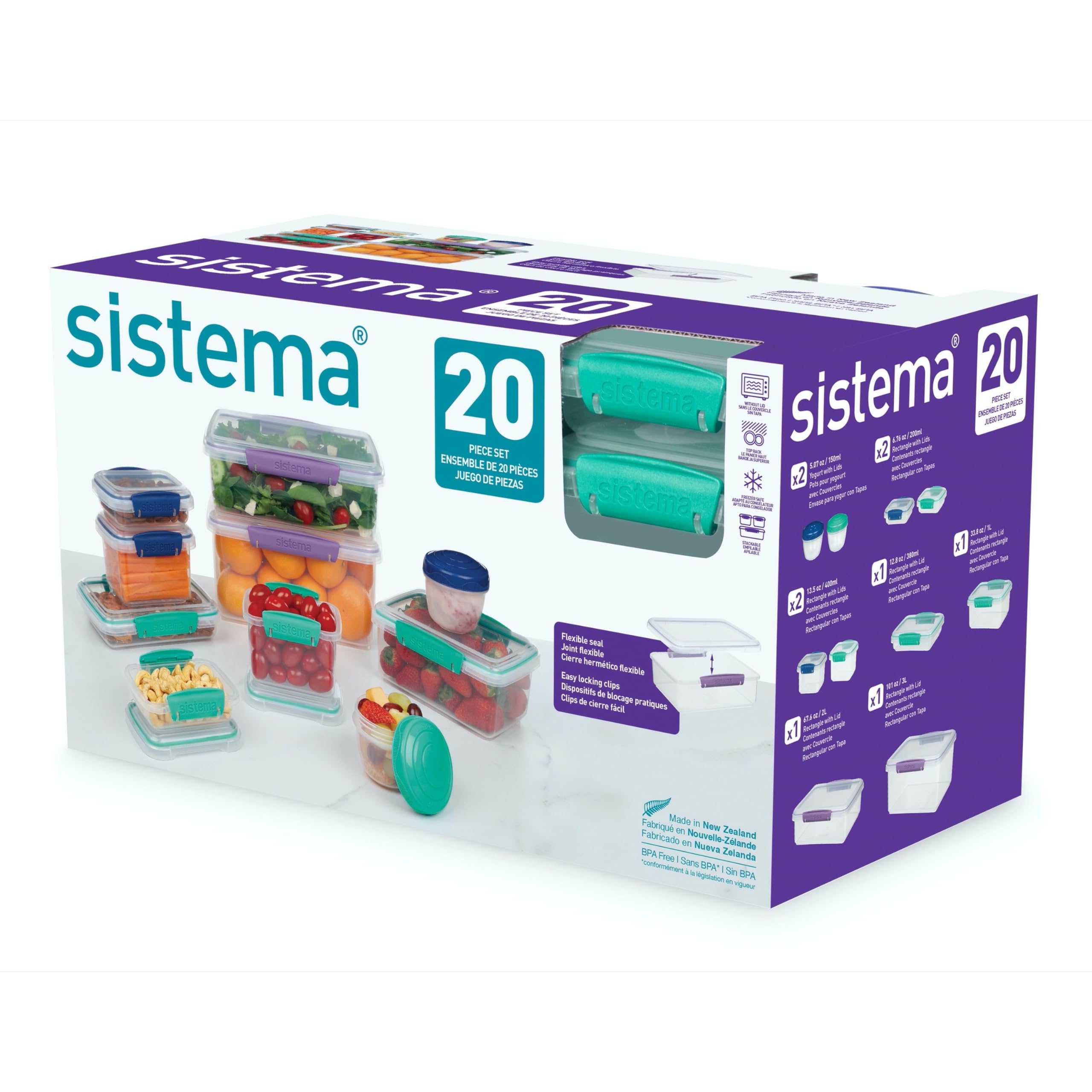 Sistema KLIP IT Accents Food Storage Containers - Airtight & Stackable Meal Prep Set | 20 Count 7