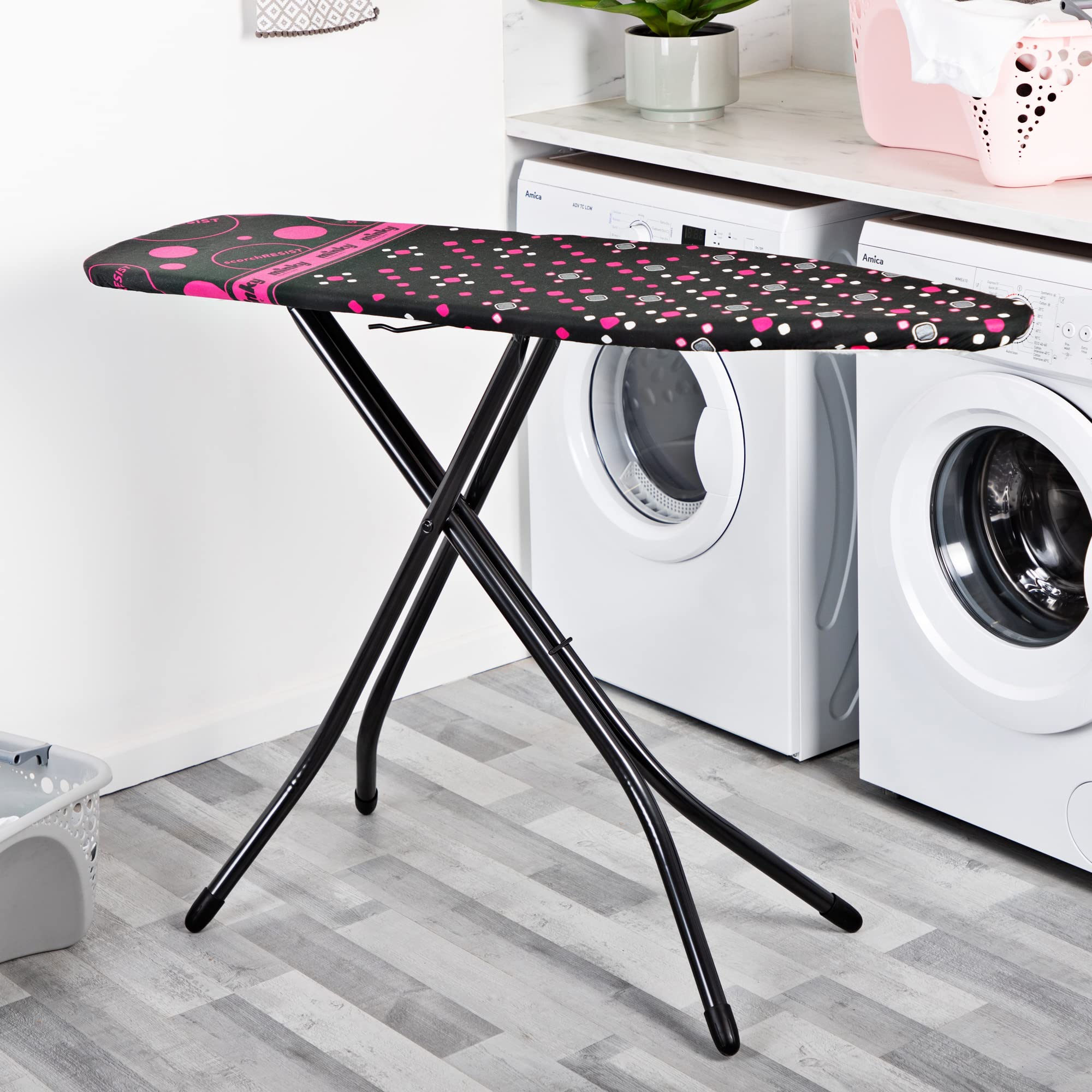 Minky Large Compact Ironing Board with Scorch Resist Zone | 122 x 38cm Surface | Made in the UK 4