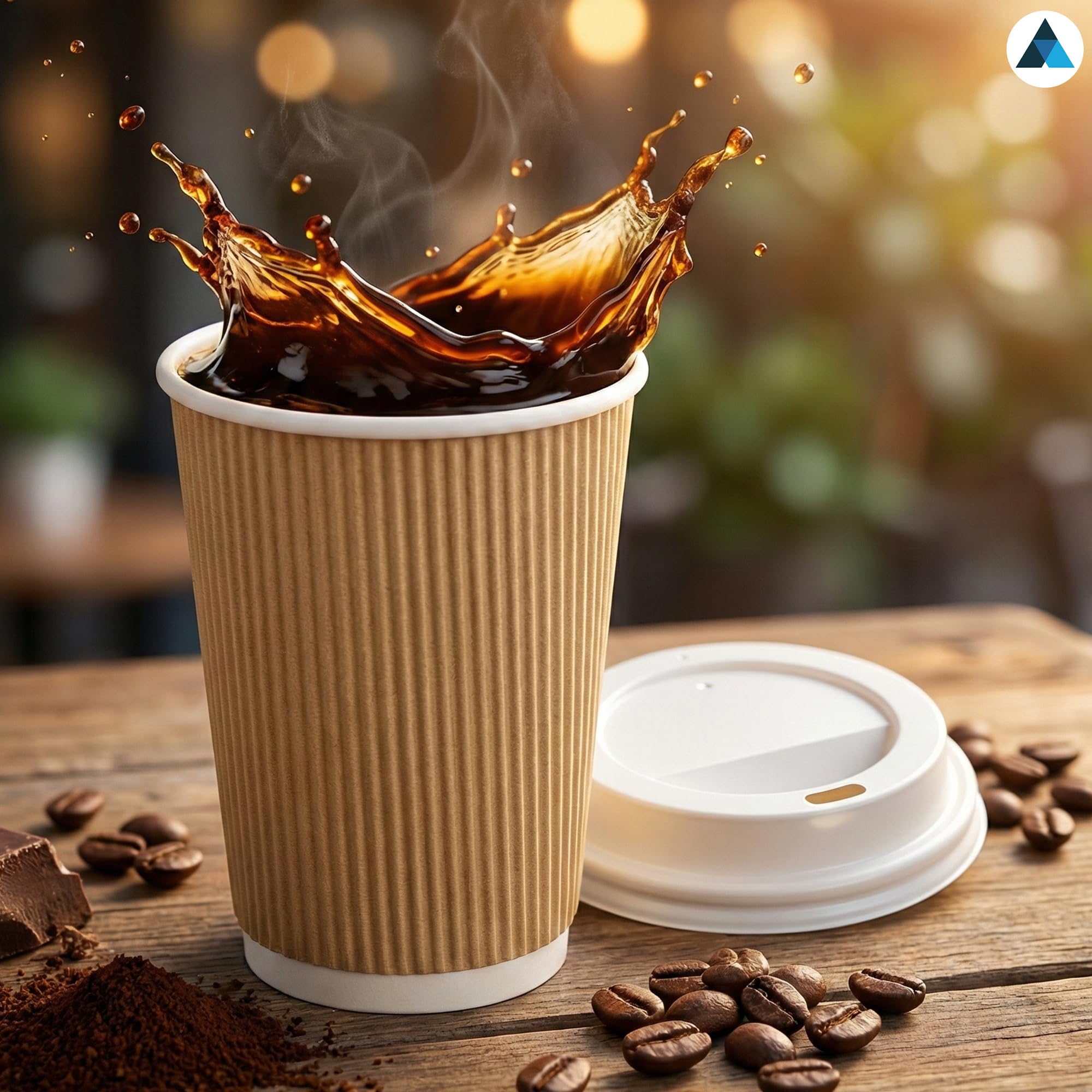 Nationwide Paper 50 Pcs 8oz Ripple Hot Coffee Cups with Leak-Proof Lids - Brown 7