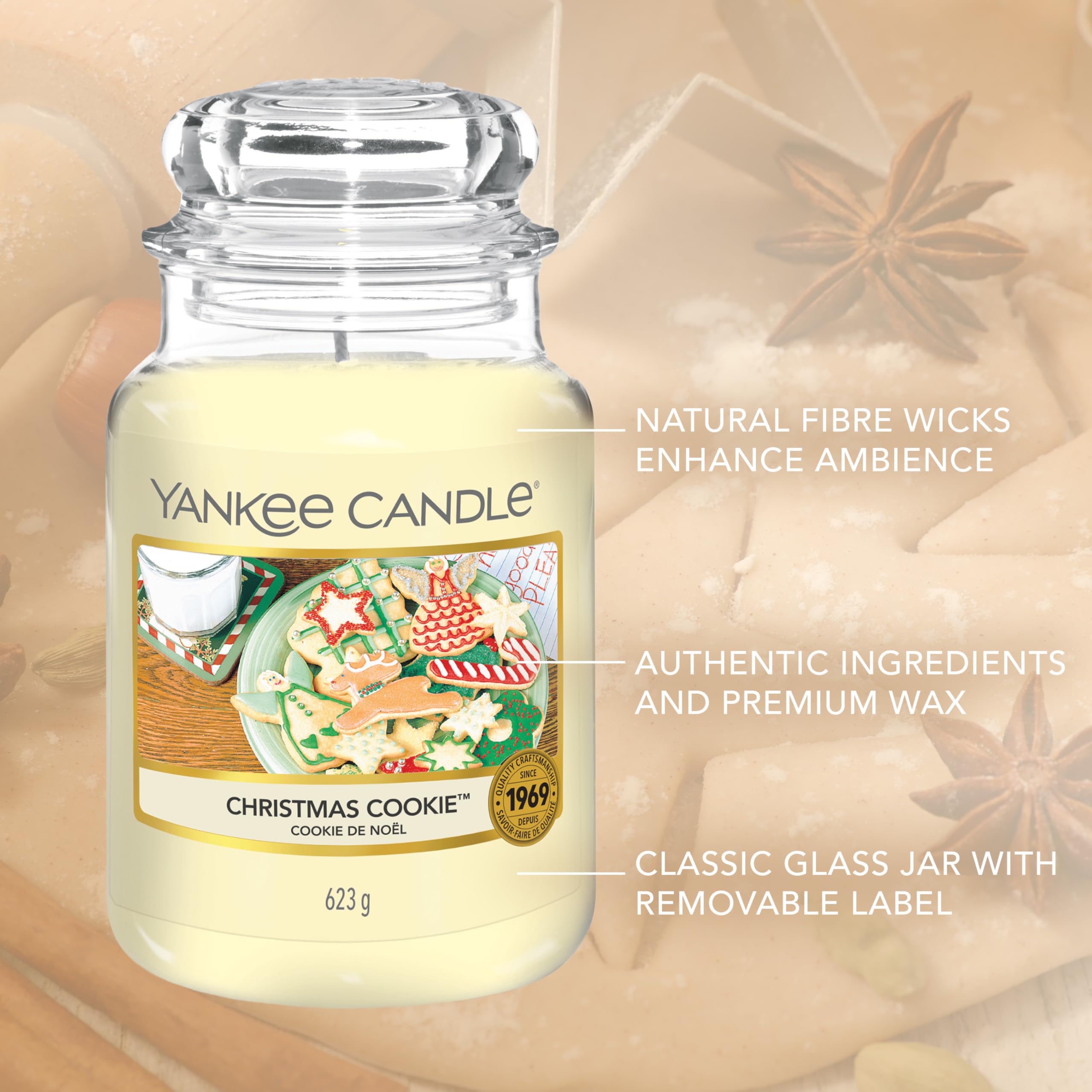 Yankee Candle Christmas Cookie Scented Large Jar Candle | Up to 150 Hour Burn Time | 623g 4