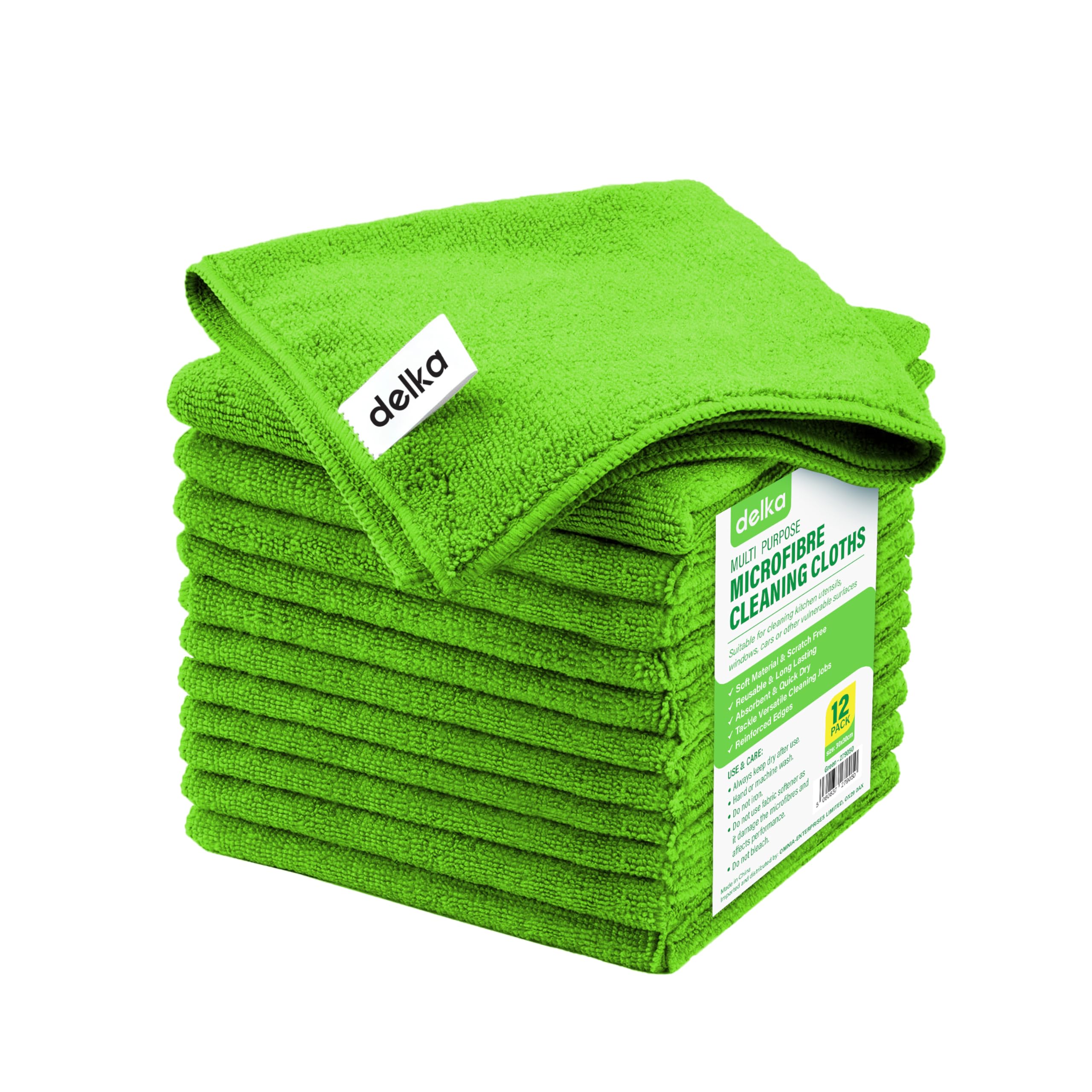 delka Microfibre Cleaning Cloths - 12 Pack | Ultra Soft, Streak-Free Finish | 300x300mm 1