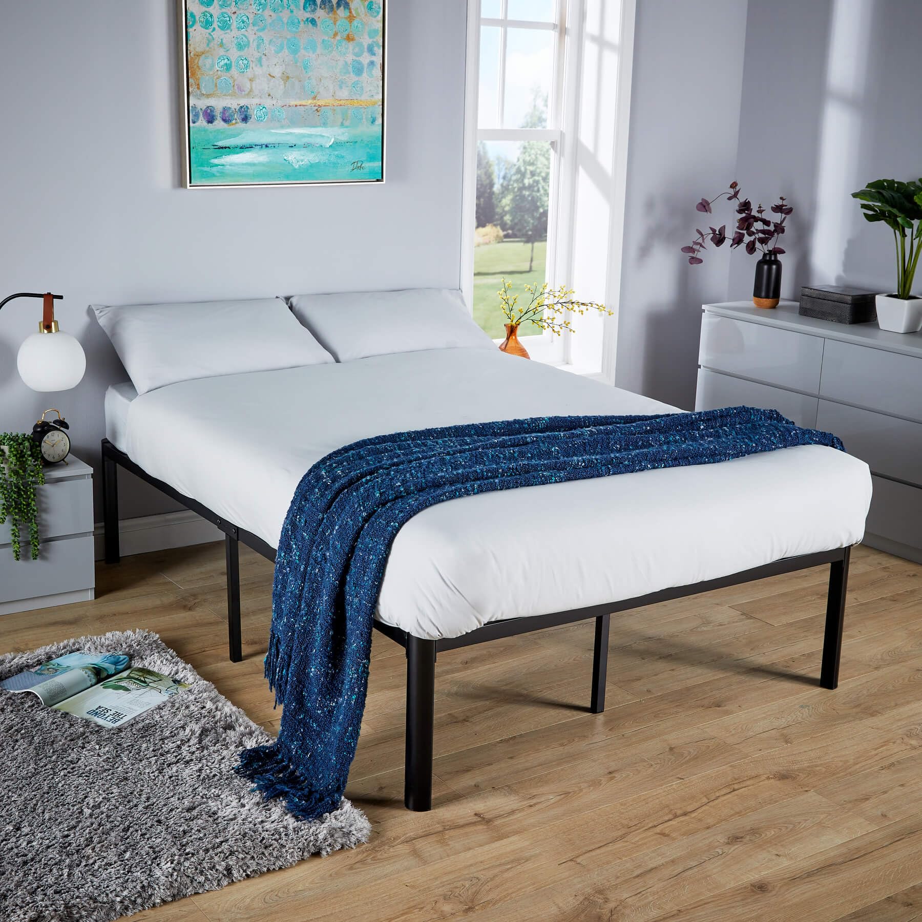 Home Source Heavy Duty Metal Bed Frame - Small Double (4ft) | Black Metal | 190 x 120 cm 4