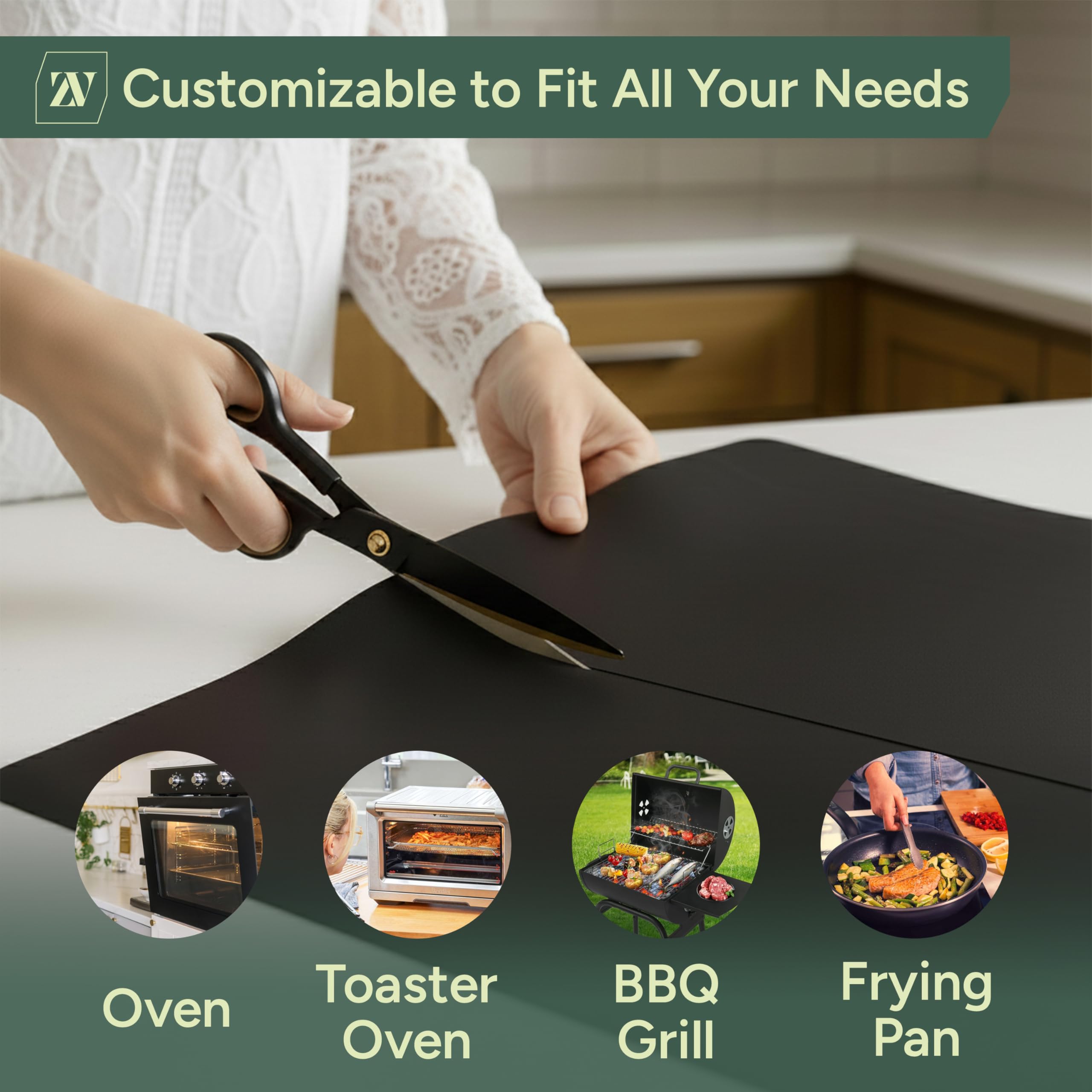 Zuvo Oven Liners for Bottom of Oven - Non-Stick Reusable, Heat Resistant | 32x50cm (2 Pack) 5