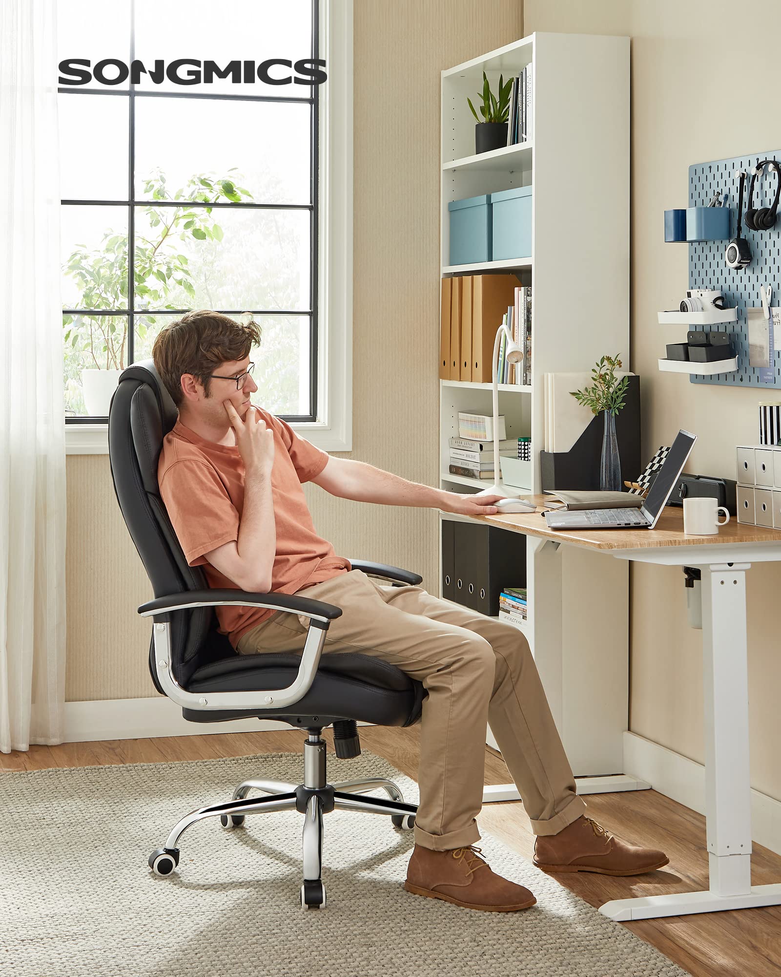 SONGMICS Office Chair - Adjustable Height & Recline | Supports up to 150 kg | Ink Black 4