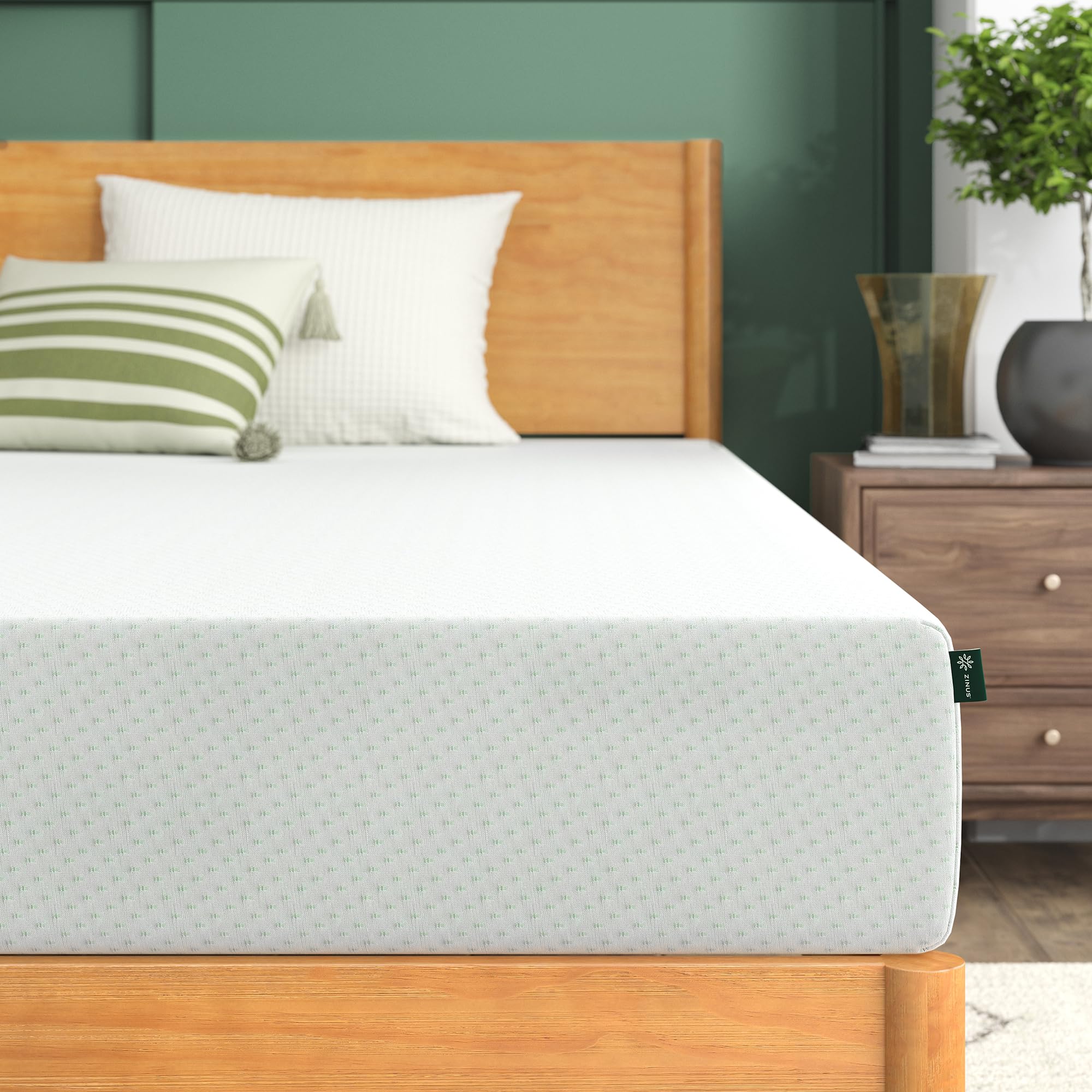 Zinus Double Mattress Memory Foam Green Tea Infused 8'' Height Medium Firm Orthopaedic Support 135 x 190 cm 1