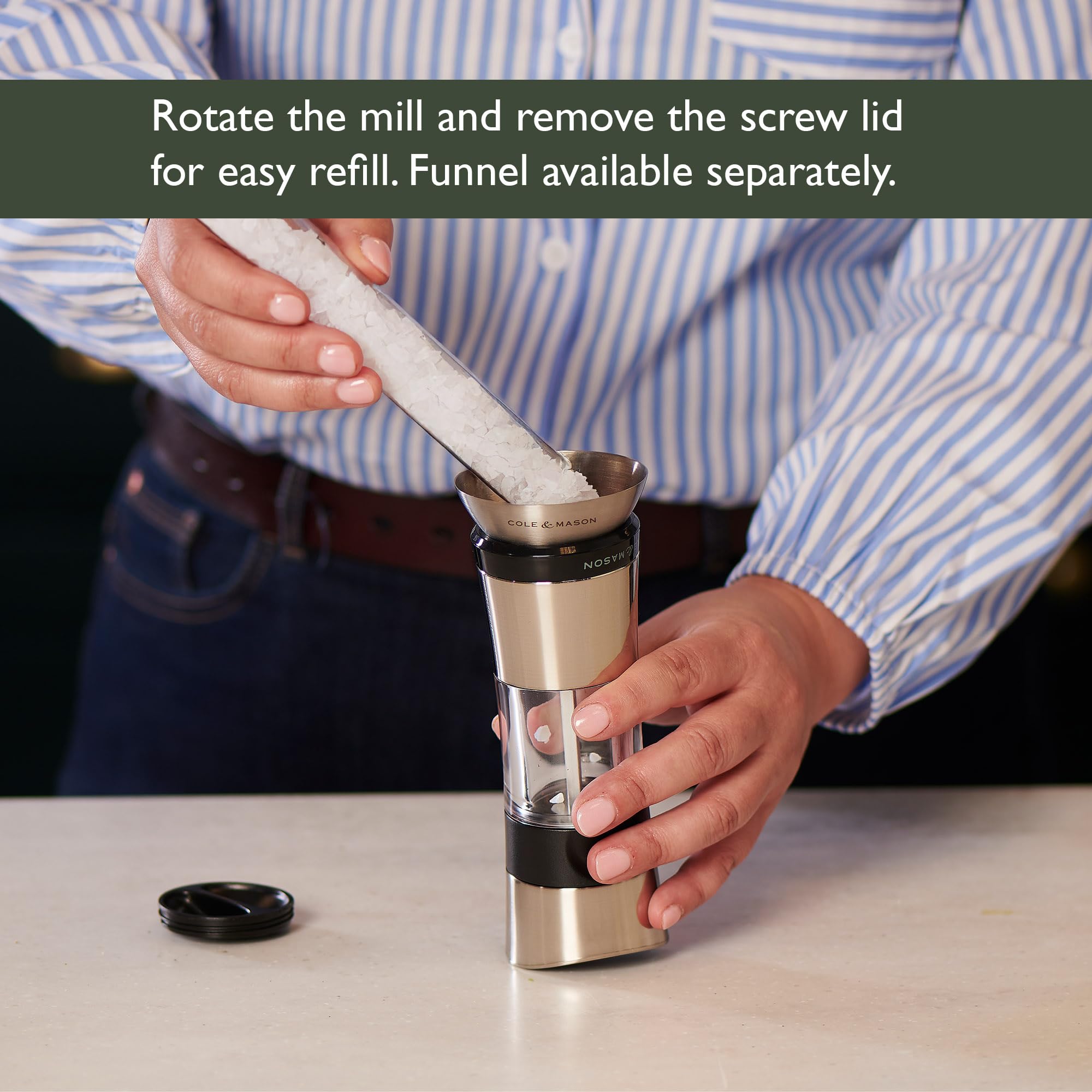 Cole & Mason H306598P Precision Horsham Inverta Salt and Pepper Mill Gift Set | Manual Grinders | 15 cm Tall | Chrome 5