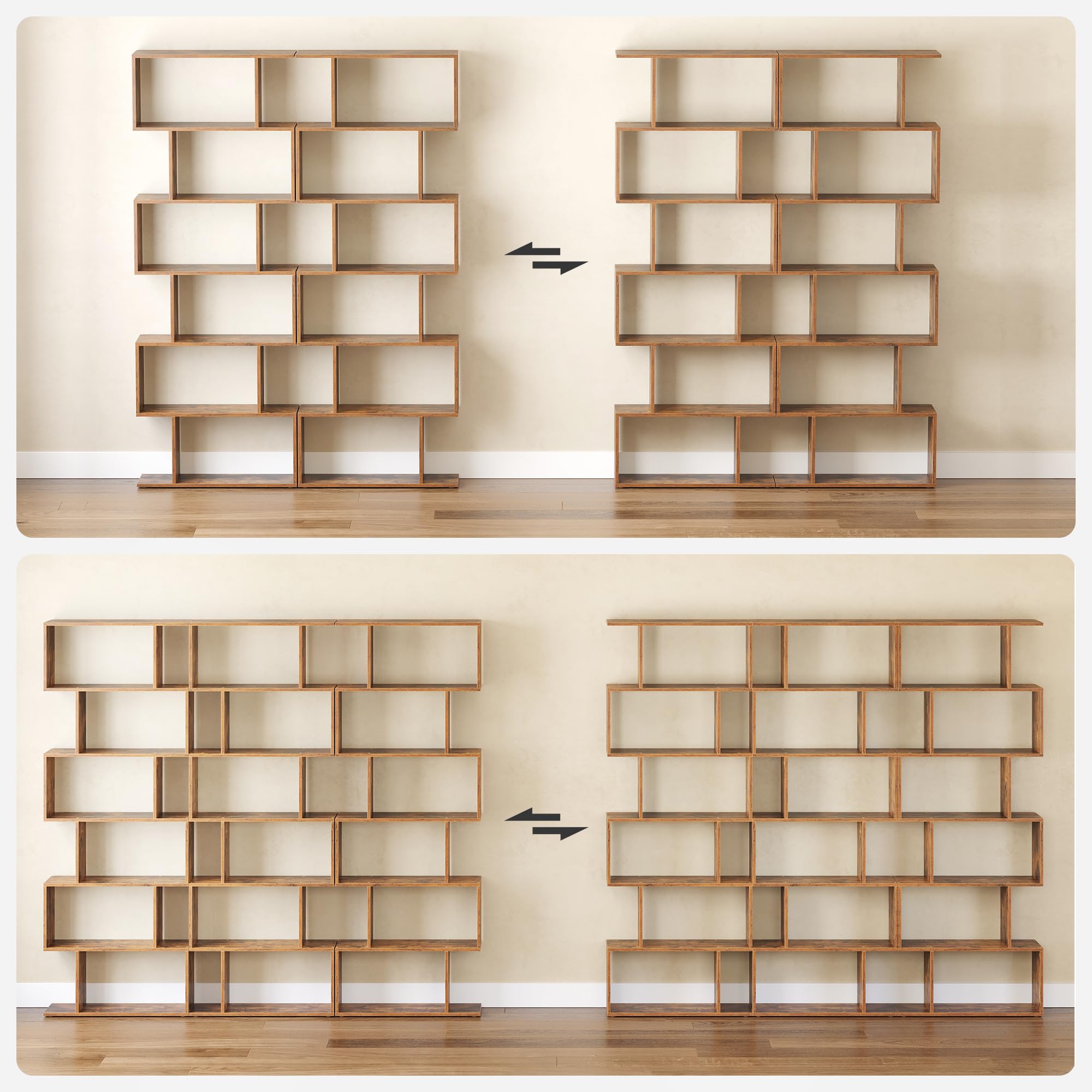 VASAGLE 6-Tier Bookshelf - Freestanding Storage Shelf | 70W x 191.6H cm | Vintage Brown 8