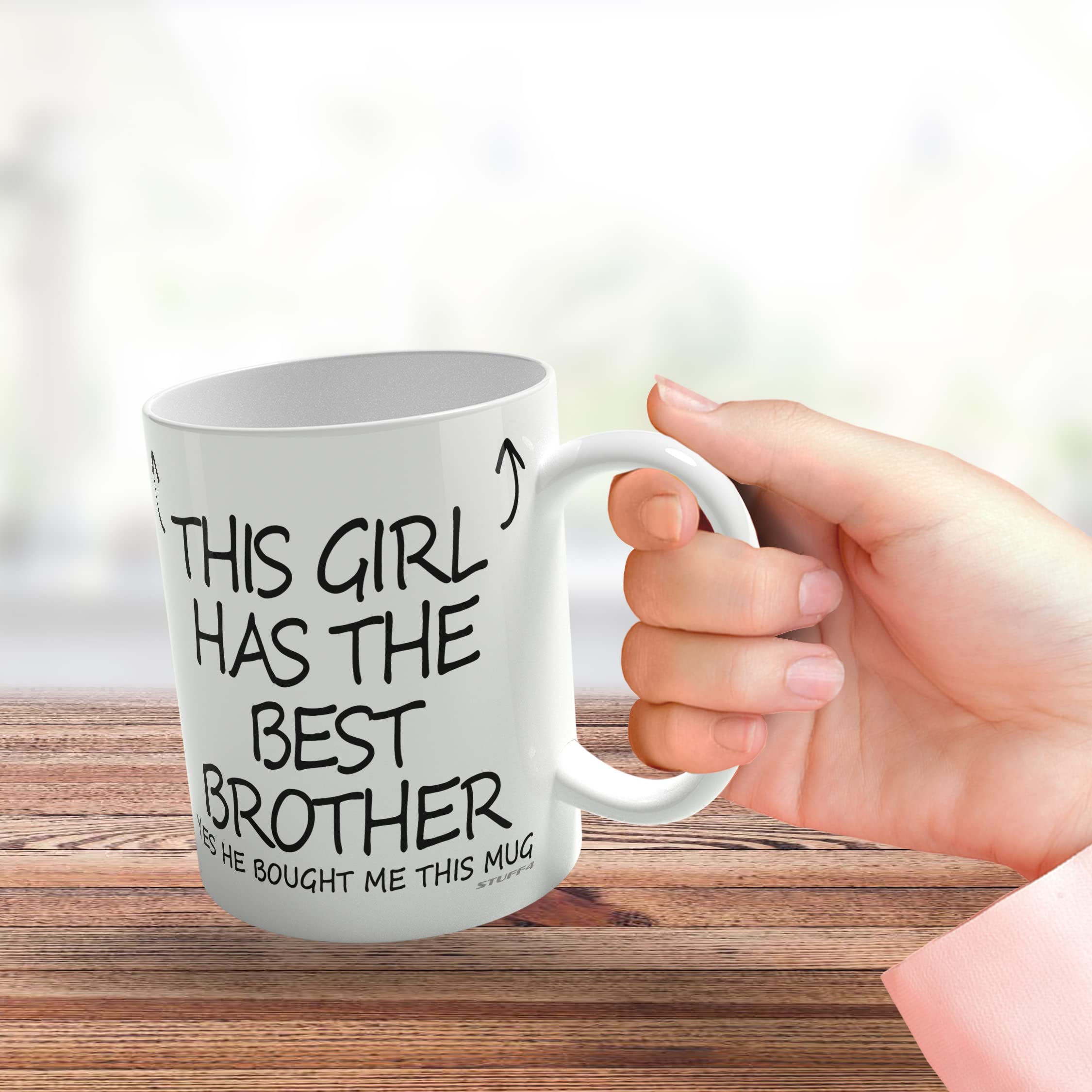 Stuff4 This Girl Has The Best Brother Mug - Sister Birthday Gift | 11oz Ceramic | Dishwasher Safe 3