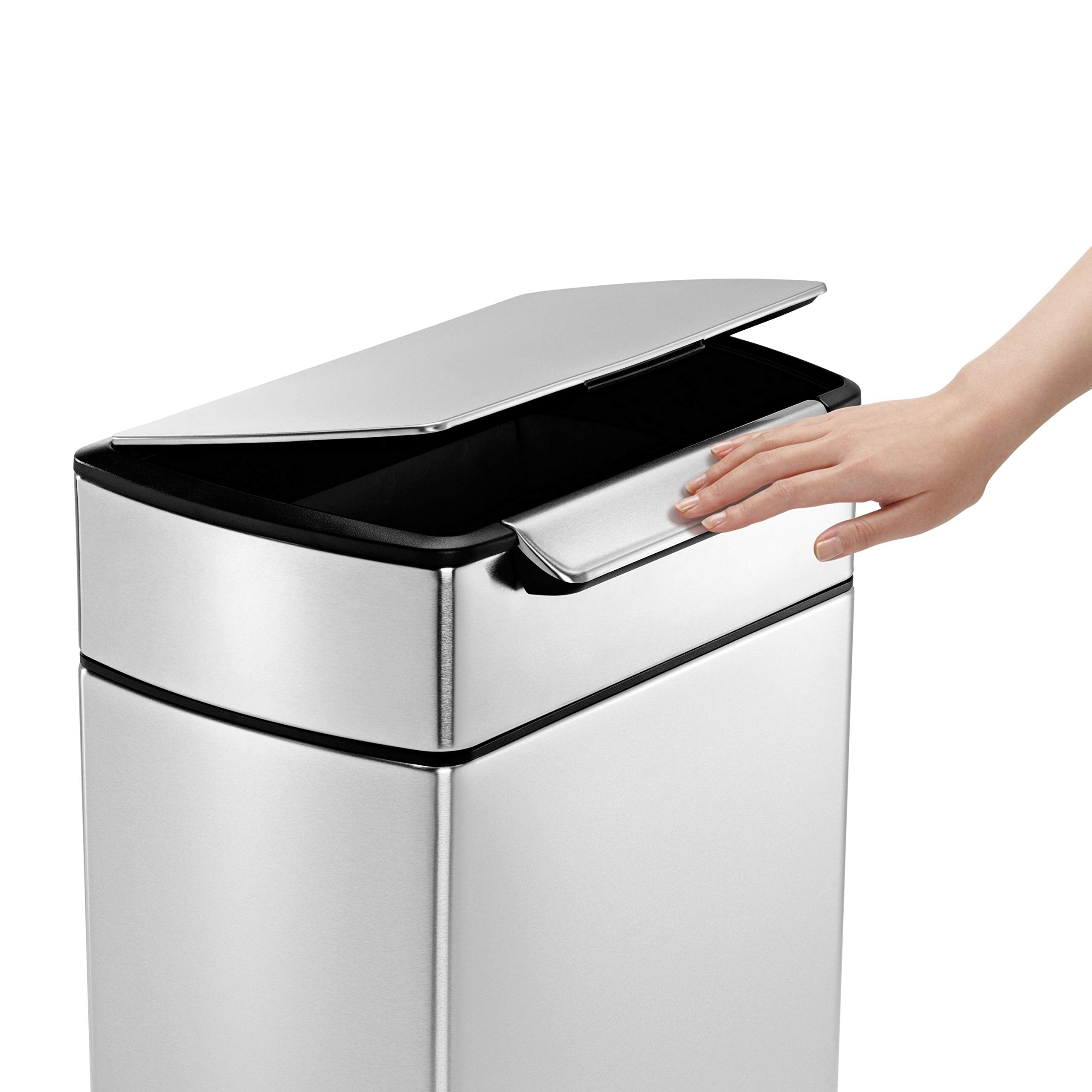 simplehuman CW2014 40L Rectangular Touch-Bar Kitchen Bin | Brushed Stainless Steel | Easy Open 3