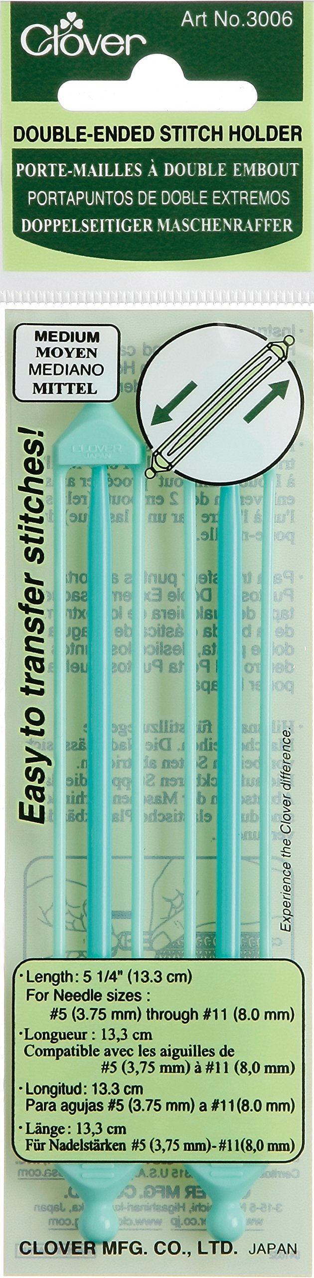 Clover Double-Ended Stitch Holder - Medium Size for 3.75-8Mm Needles | 2 Pcs Pack 1