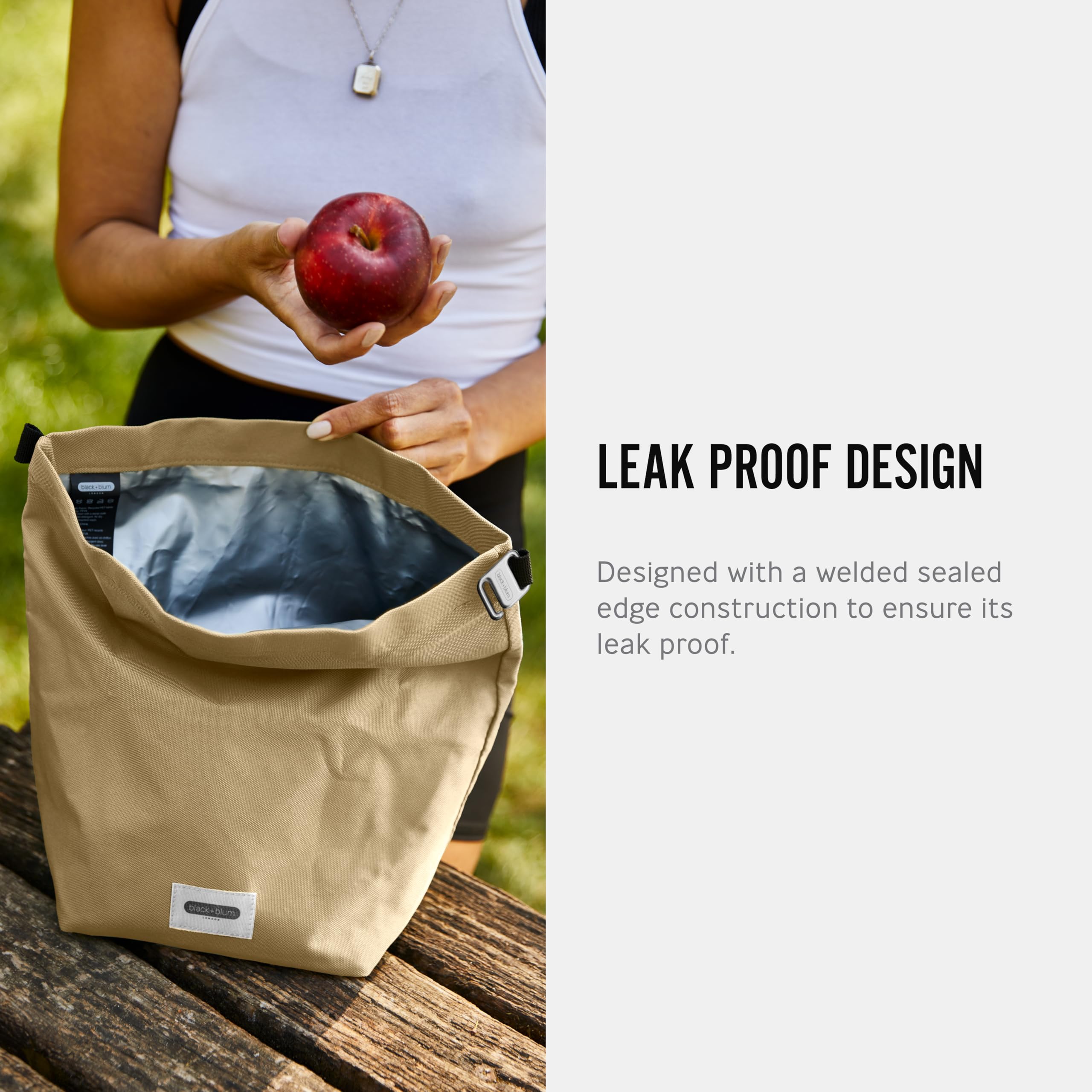 BLACK + BLUM Insulated Lunch Bag 6.7L - Recycled Roll Top Cool Bag, Leak Proof, Clay 4