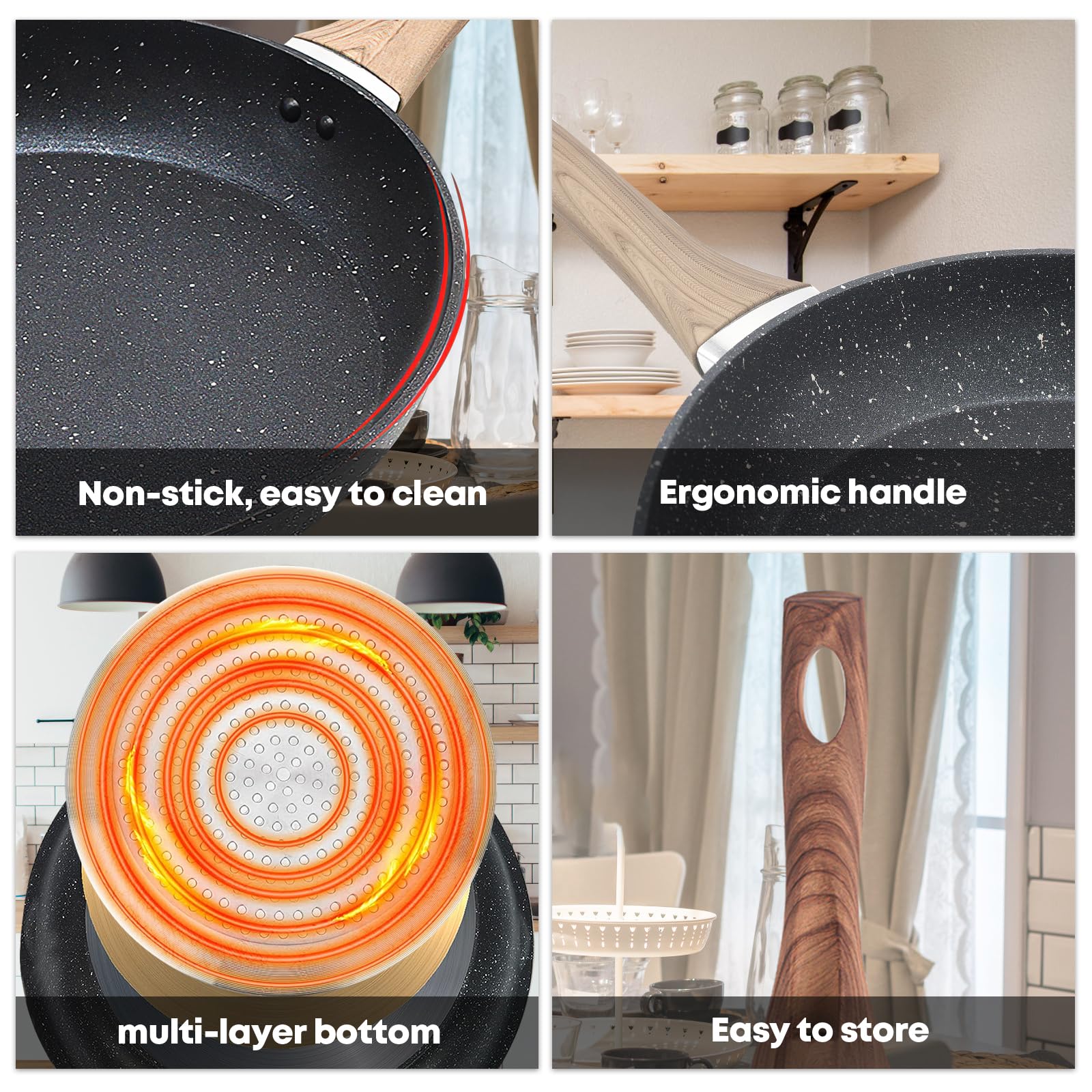 Woobroo 20cm Non-Stick Frying Pan with Sturdy Handle | Aluminium | Dishwasher Safe 6