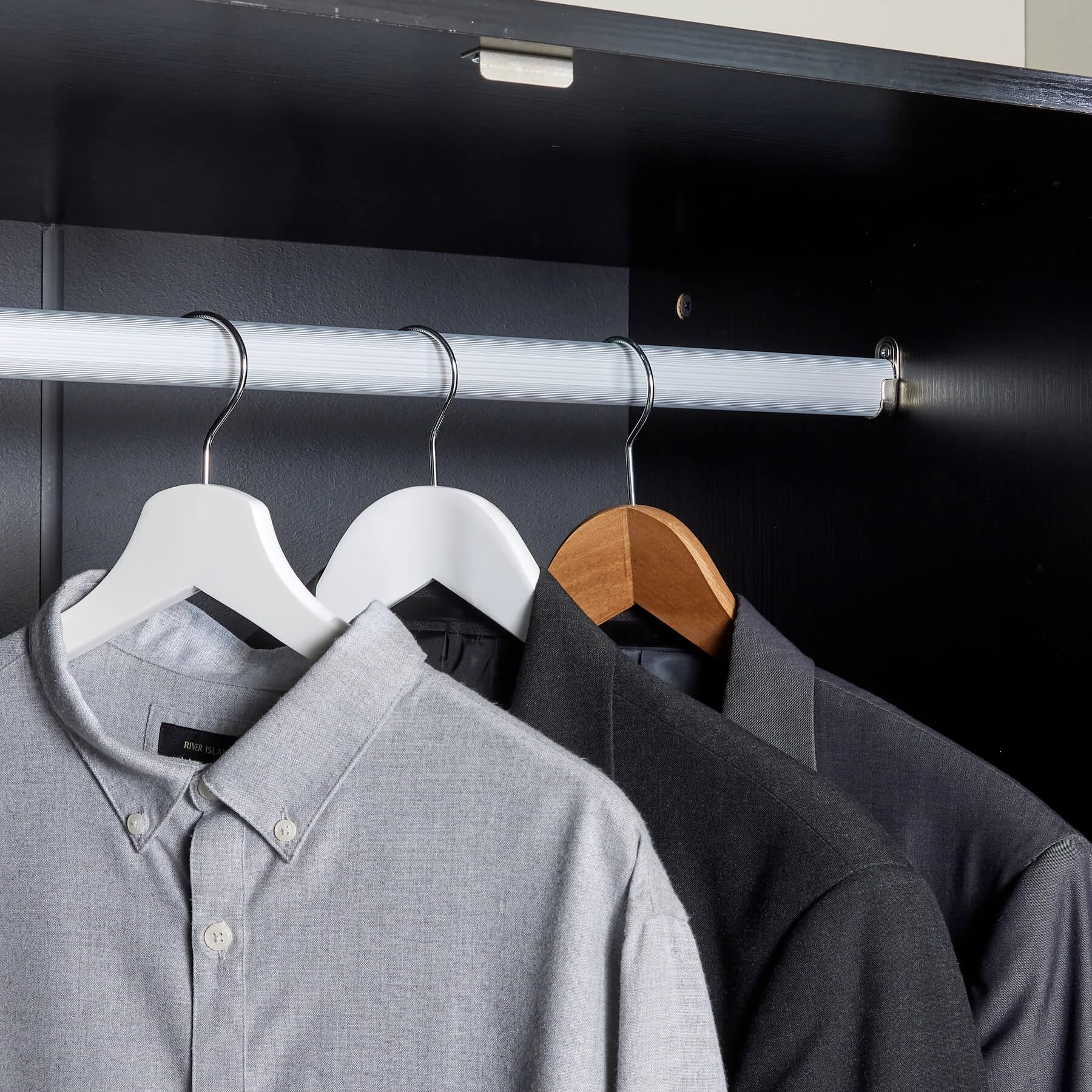 Home Source Phoenix Wardrobe - 2 Doors, 3 Drawers | Black | 181cm H x 75cm W x 50cm D 6