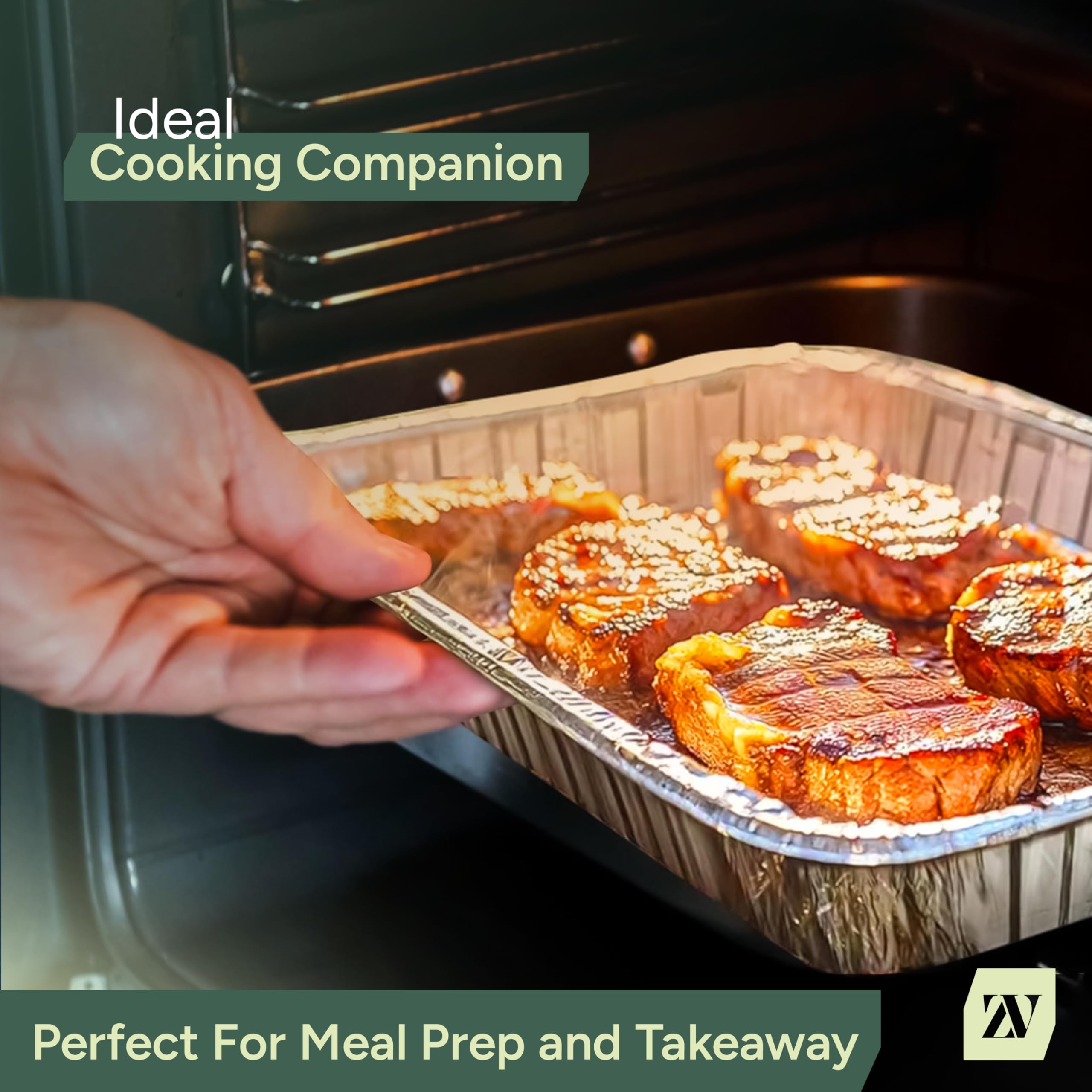 Zuvo Heavy-Duty Aluminium Trays - 32 x 26 x 7cm (10 Pack) | Oven & Freezer Safe 7