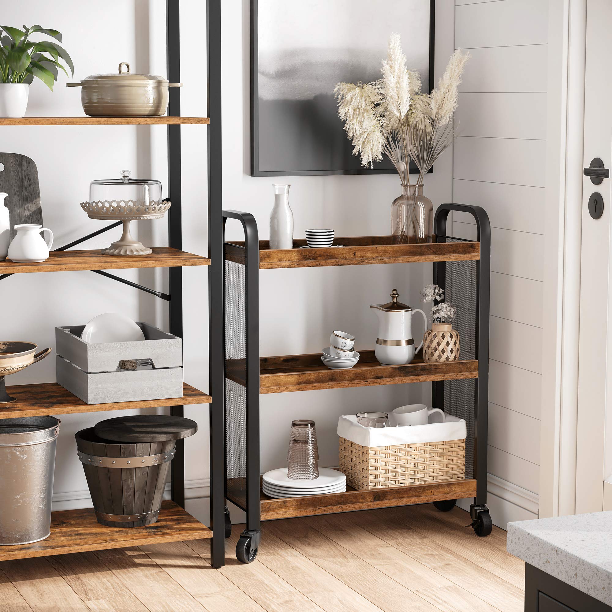 VASAGLE DAINTREE Kitchen Trolley - 3 Shelves, Rustic Brown | 66 x 26 x 85 cm 3