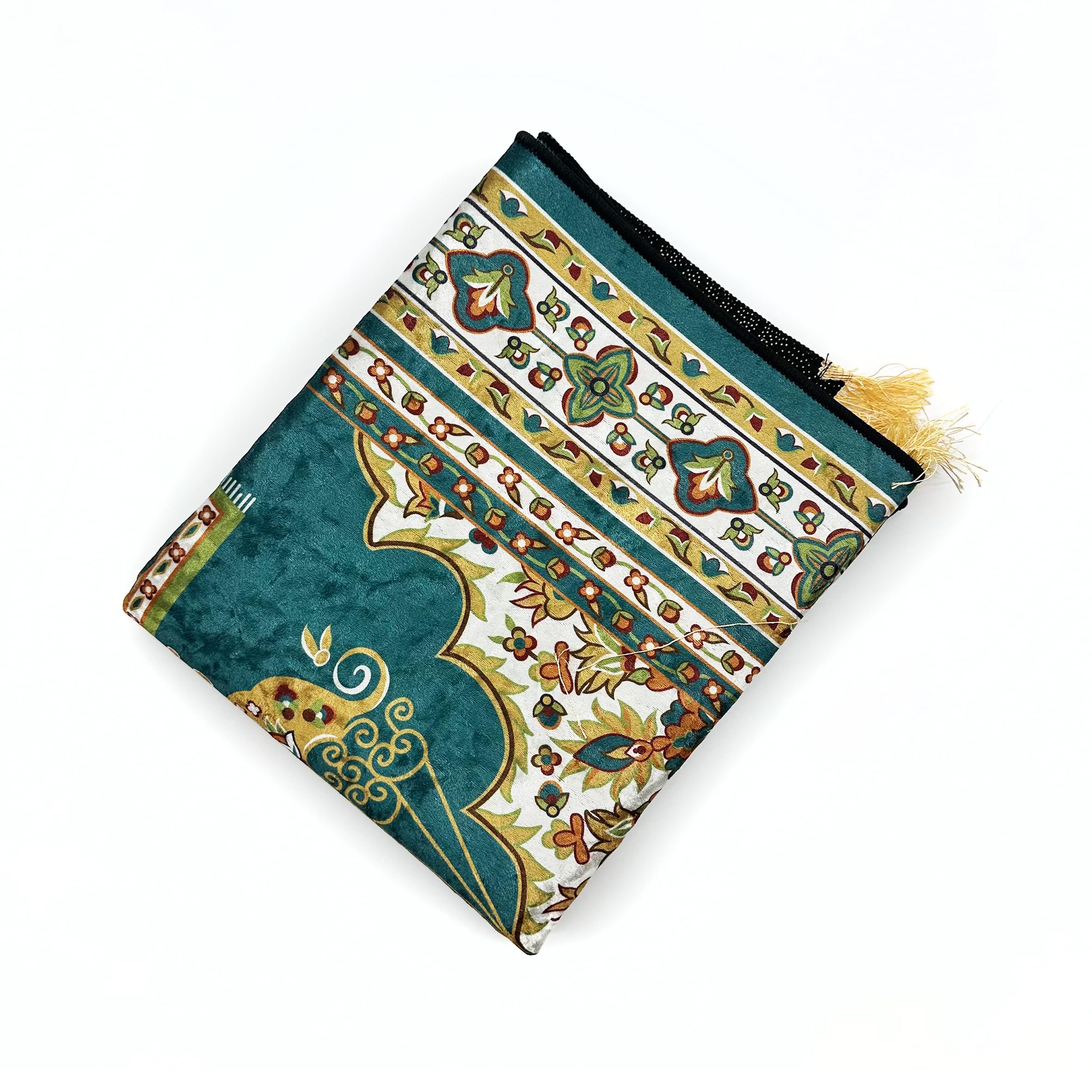 Nicoman Muslim Prayer Rug - Elegant Design, Soft Velvet | Green | 70 x 120 cm 4