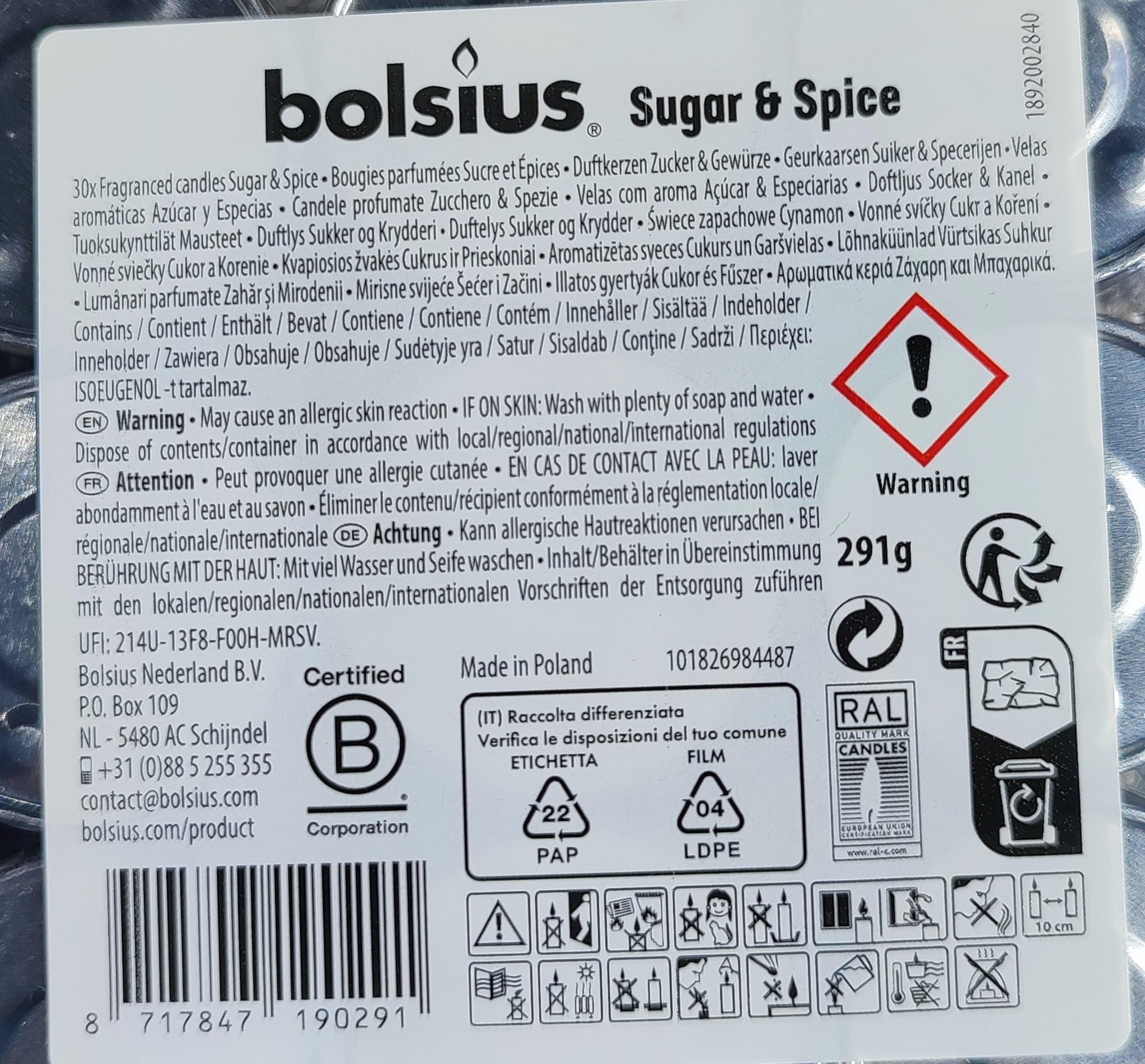 BOLSIUS Scented Tealights - Sugar and Spice | 3.5 Hour Burn Time | 30 Pack 4