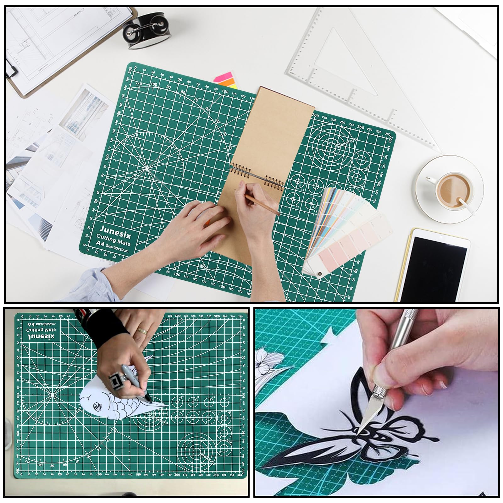ASelected Self-Healing Cutting Mat - Double-Sided A3 & A4 Sizes | 2.6mm Thick PVC 6