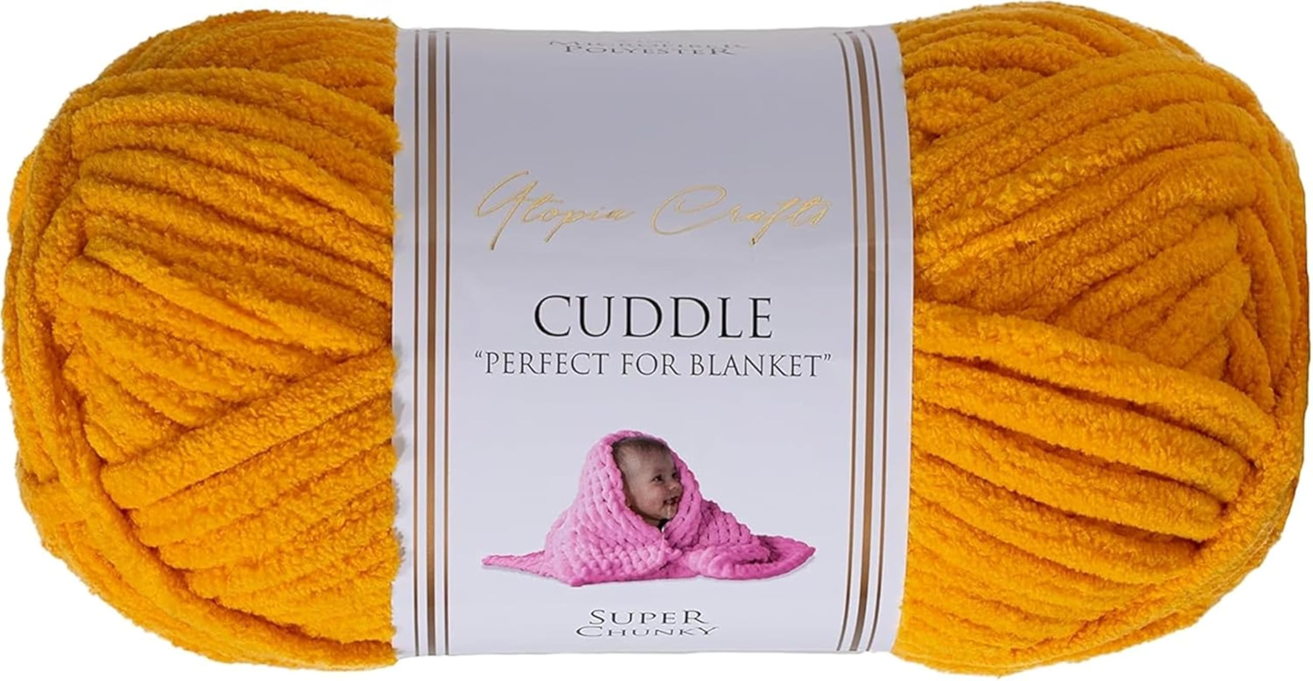 Utopia Crafts Cuddle Super Chunky Chenille Yarn - 100g Mustard | Polyester | Machine Washable 1