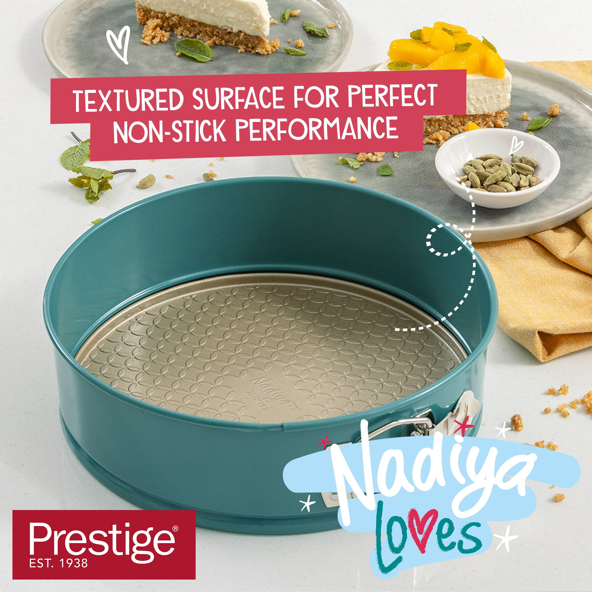 Prestige x Nadiya 23cm Springform Cake Tin - Non-Stick Gold Interior | Oven Safe Steel Bakeware 6