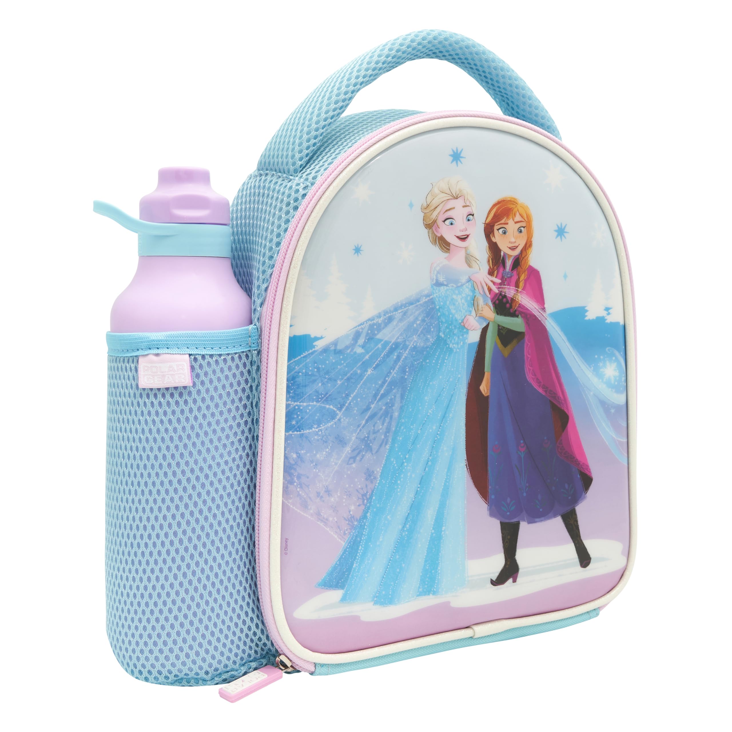 Disney Frozen Lunch Bag and 600ml Water Bottle Combo Set - Insulated, Antibacterial PEVA Lining 1