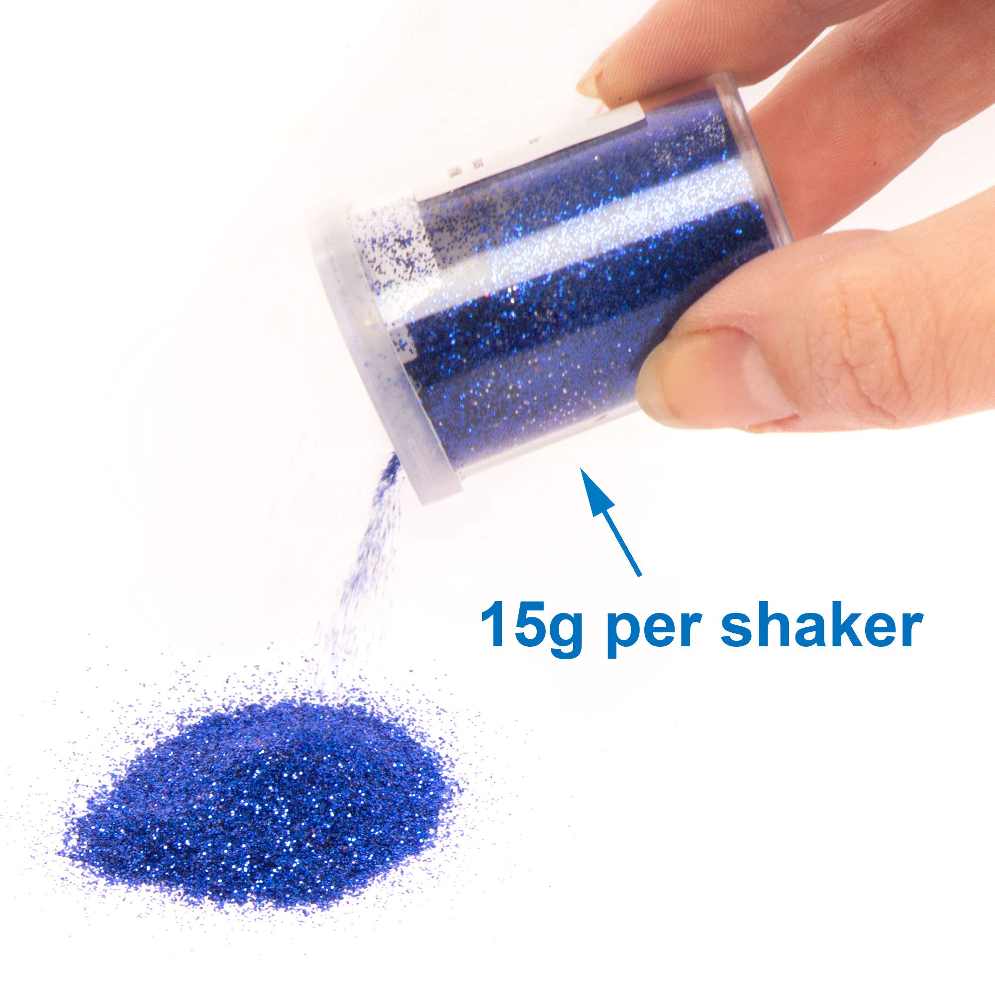 Baker Ross Glitter Shakers - Pack of 5 Assorted Colors (Green, Red, Blue, Gold, Silver) | 15g Each 4