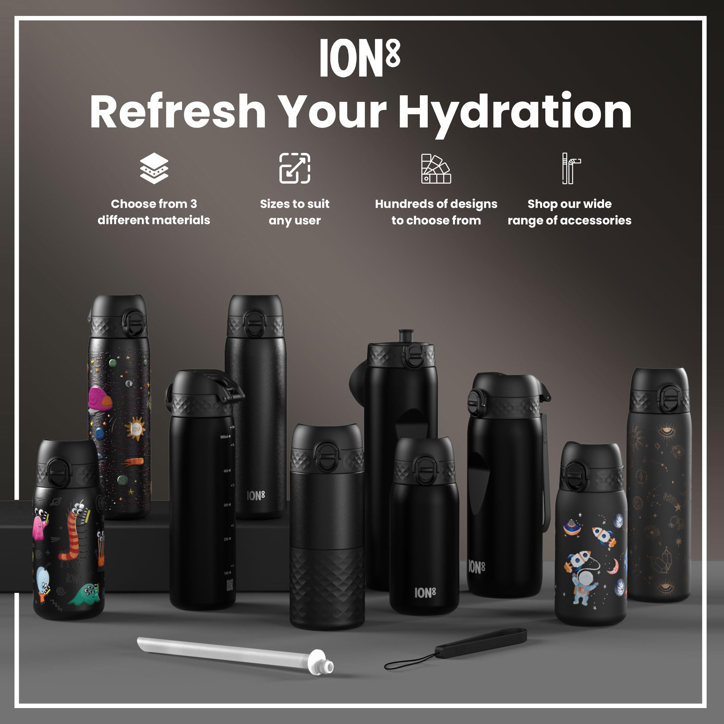 Ion8 Vacuum Insulated Steel Water Bottle - 500 ml/17 oz | Leak Proof | Gamer Color 7