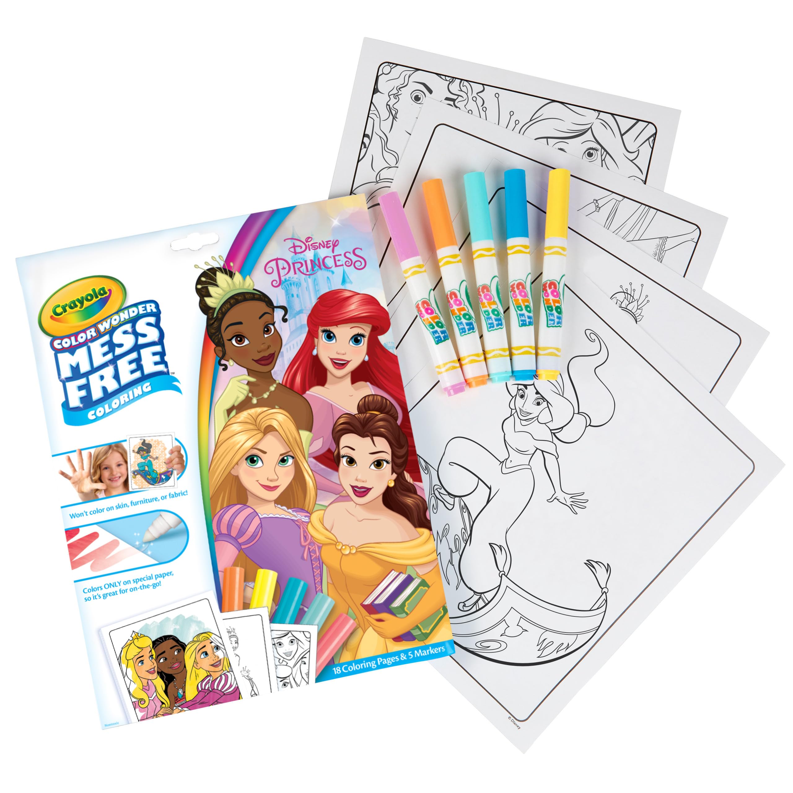 CRAYOLA Color Wonder Disney Princess Coloring Pad with 5 Mess-Free Markers | Ages 3+ 2