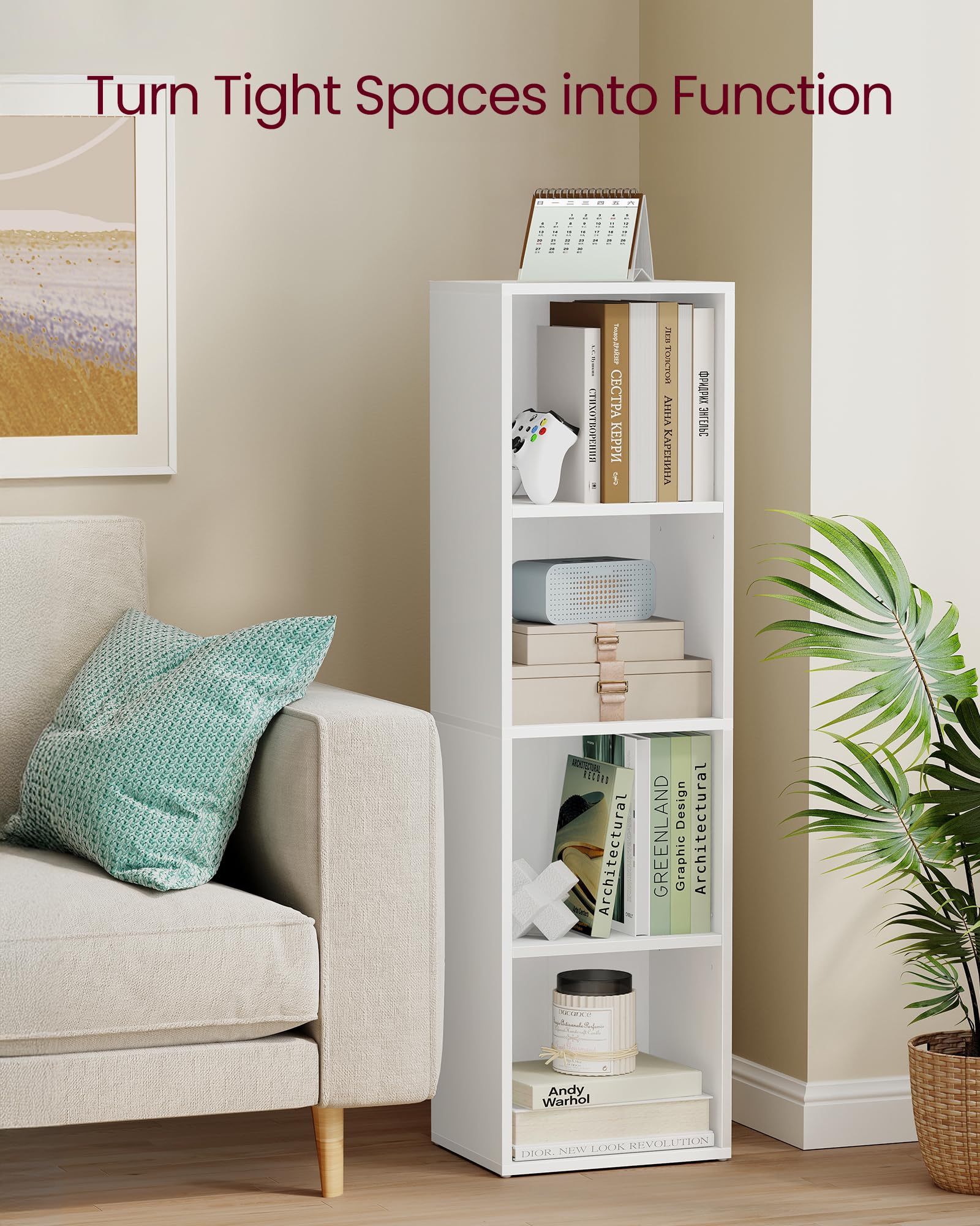 VASAGLE CUSTOS Collection - 4-Tier Cube Bookcase Storage Shelf | Cloud White | 10kg Capacity 7
