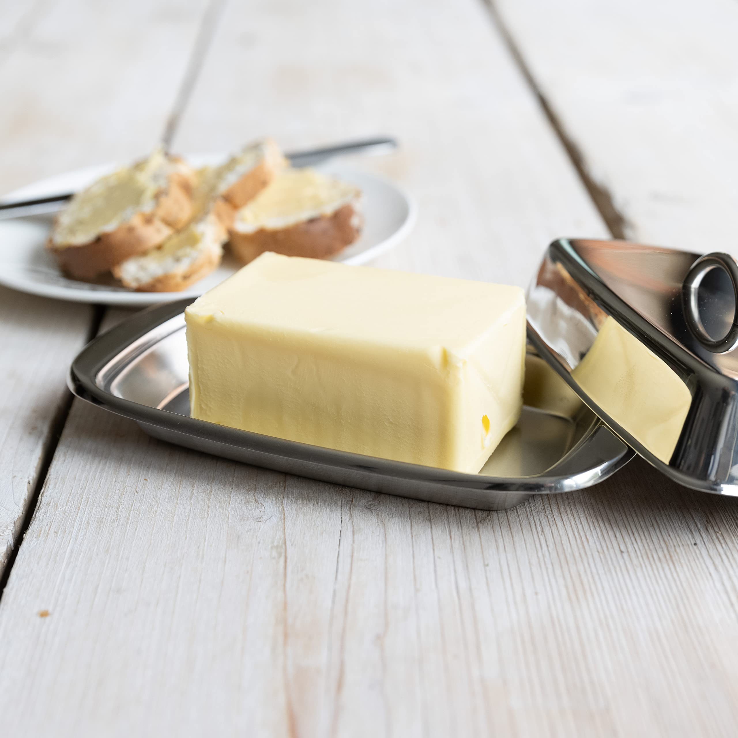 KitchenCraft Stainless Steel Butter Dish with Lid | Rectangular | Silver 4