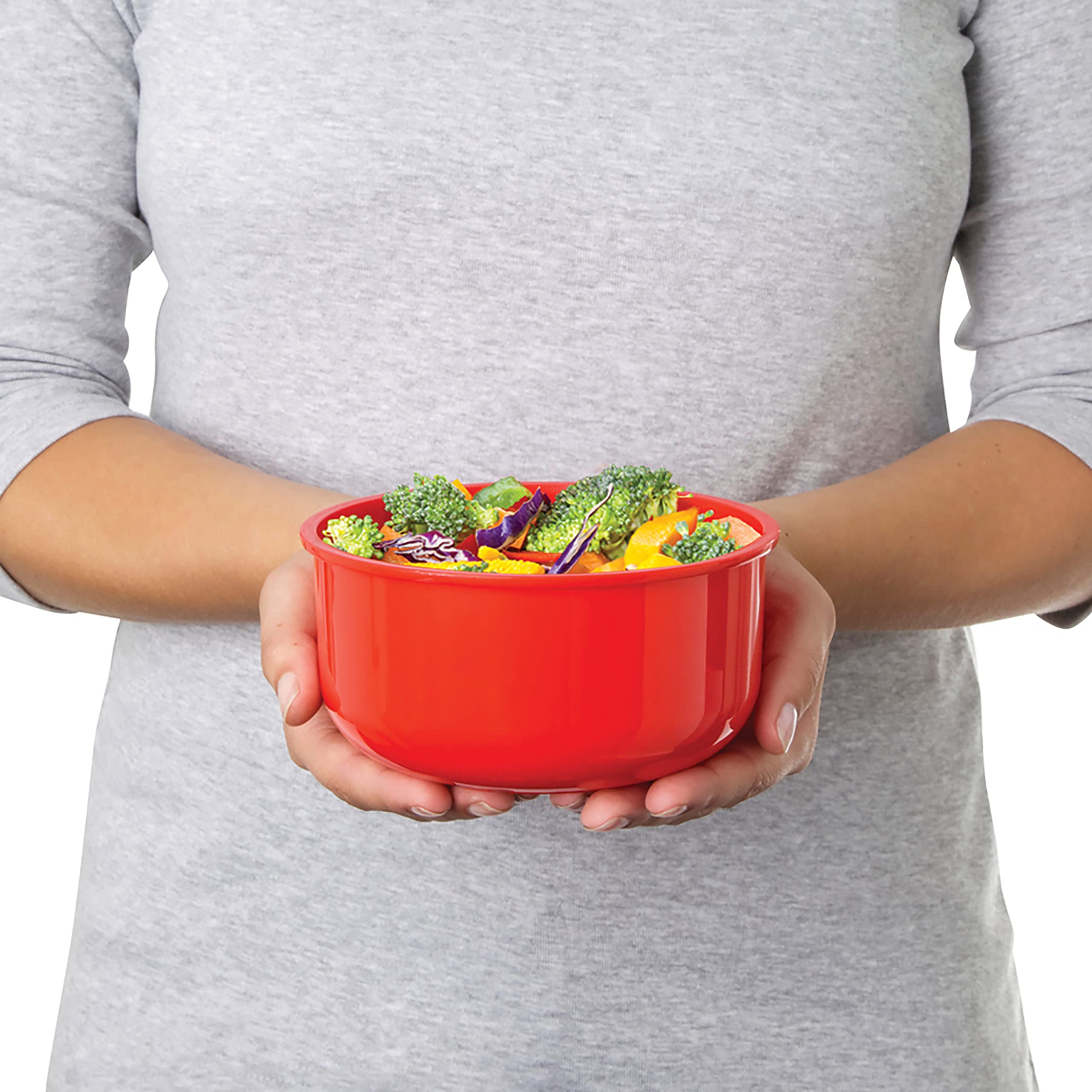 Sistema Microwave Round Bowl Container - 915 ml Capacity | BPA-Free Plastic | Red/Clear 3