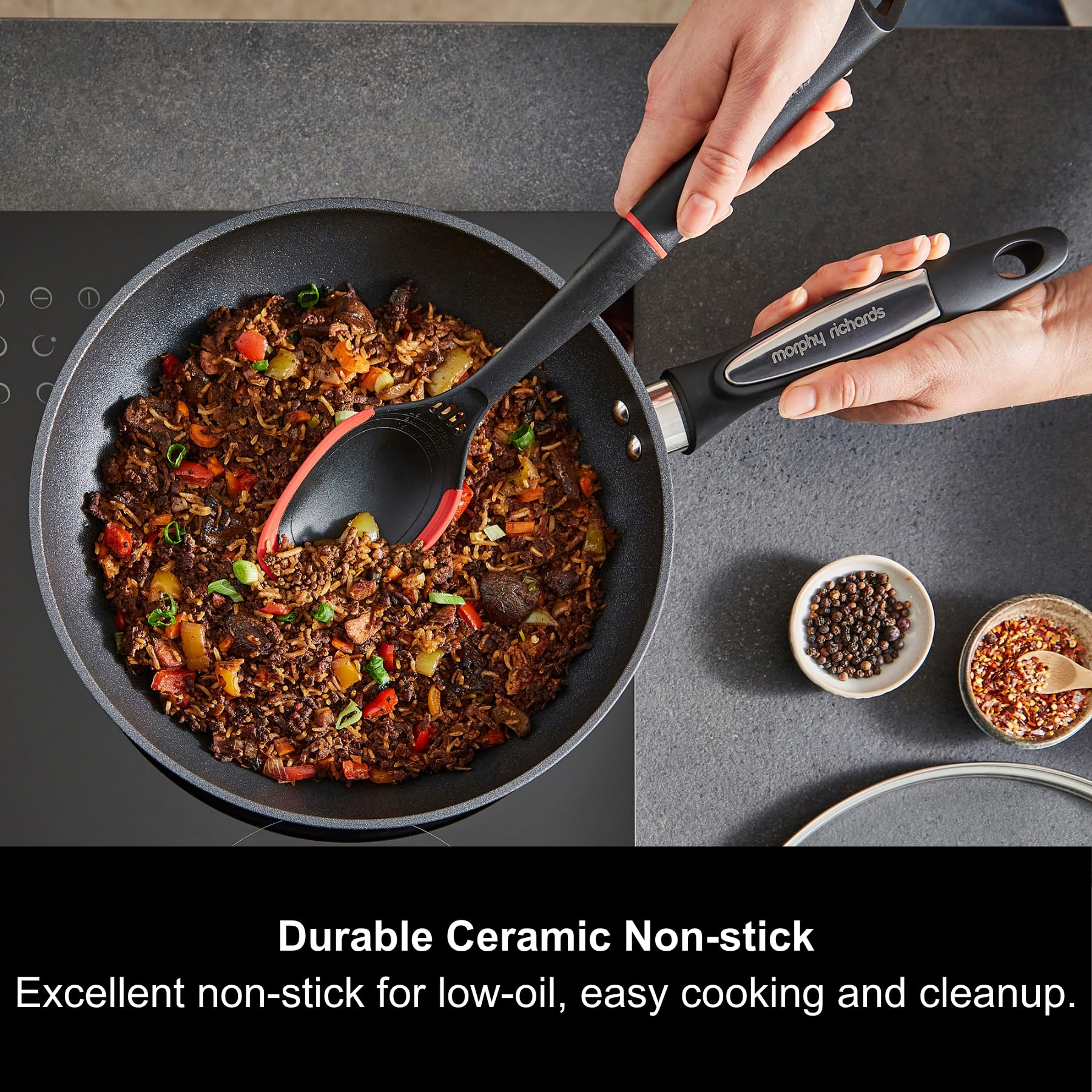 Morphy Richards Forged Aluminium Frying Pan - Ceramic Non-Stick | 28cm | Induction Compatible