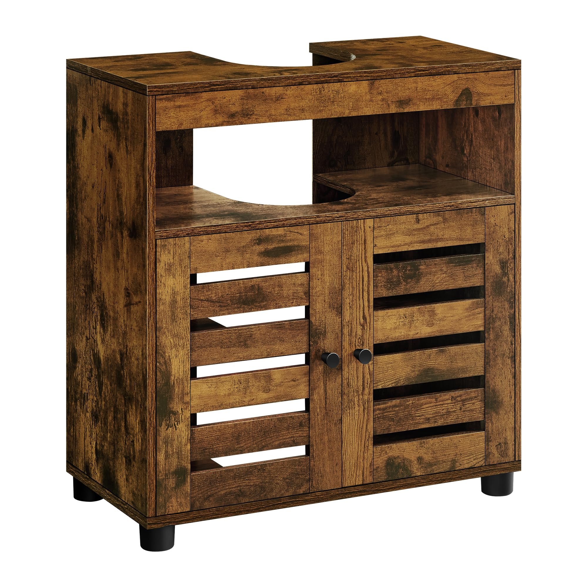 VASAGLE Under Sink Bathroom Cabinet - Rustic Brown | 30x60x64 cm | Adjustable Shelf