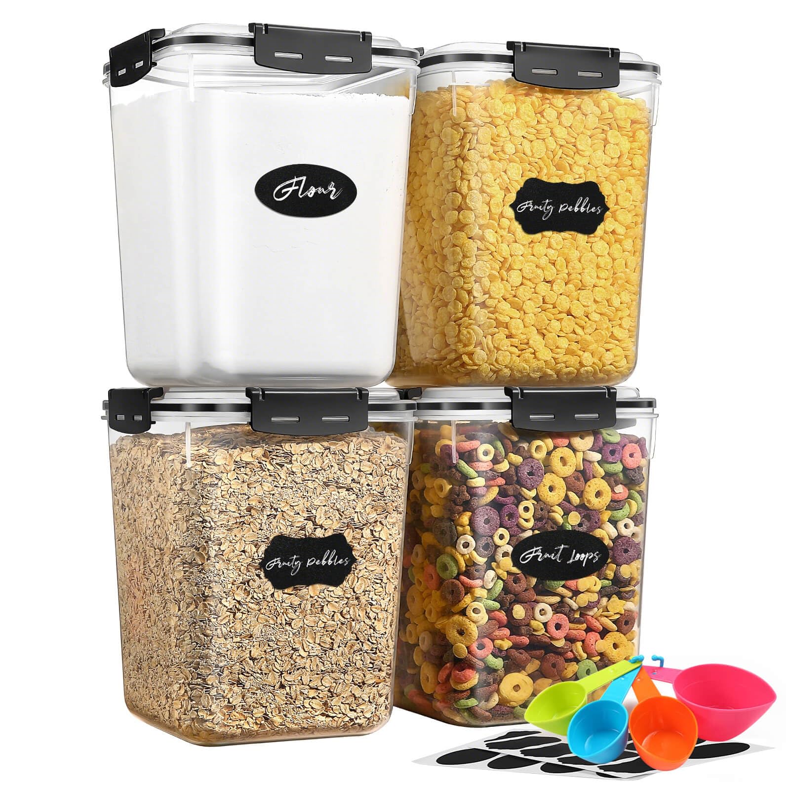 YASHE Large Food Storage Containers with Lids - 5.3L Capacity, 4 Pack, Airtight, BPA-Free